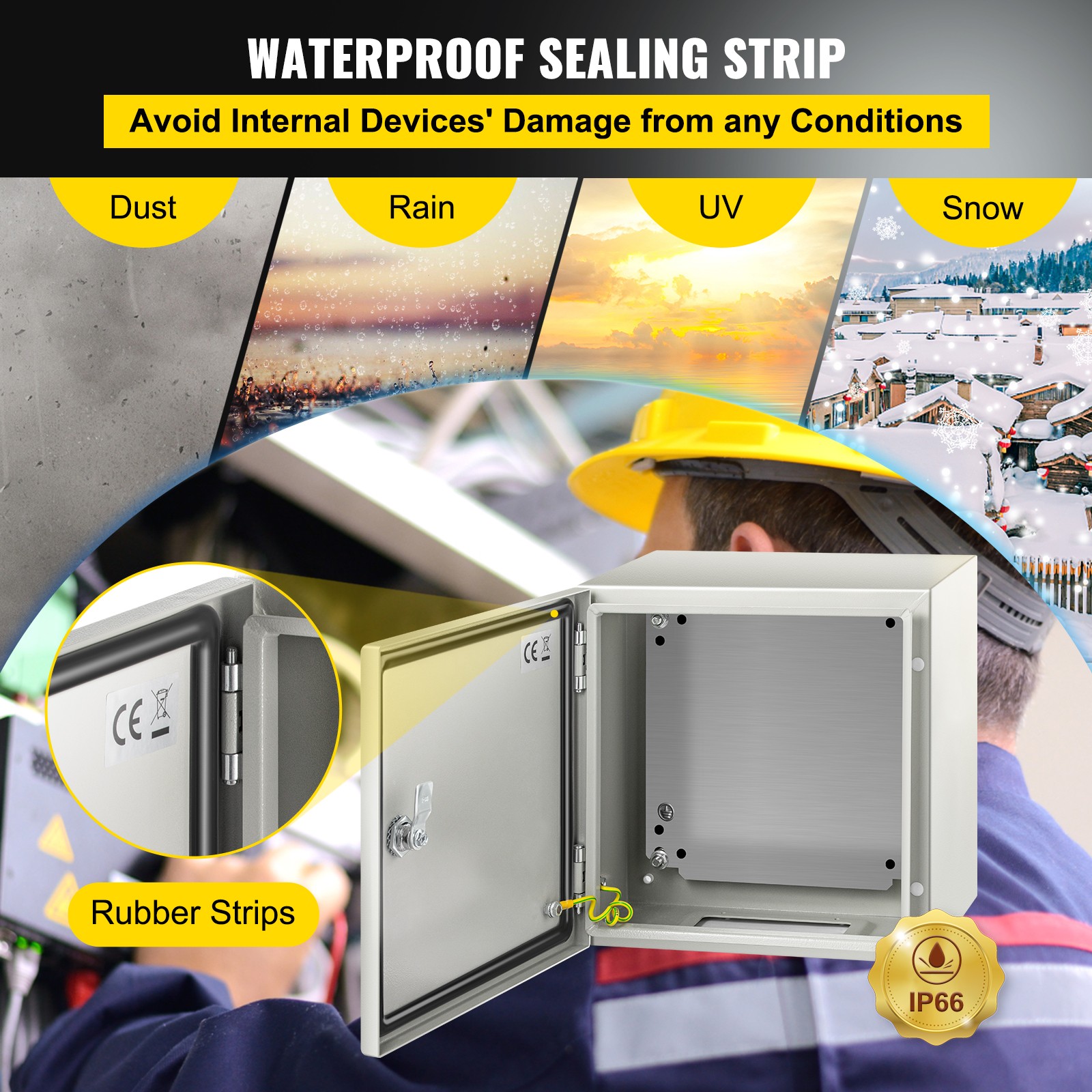 VEVOR Steel Electrical Box Electrical Enclosure Box 12x12x8» Carbon Steel IP65