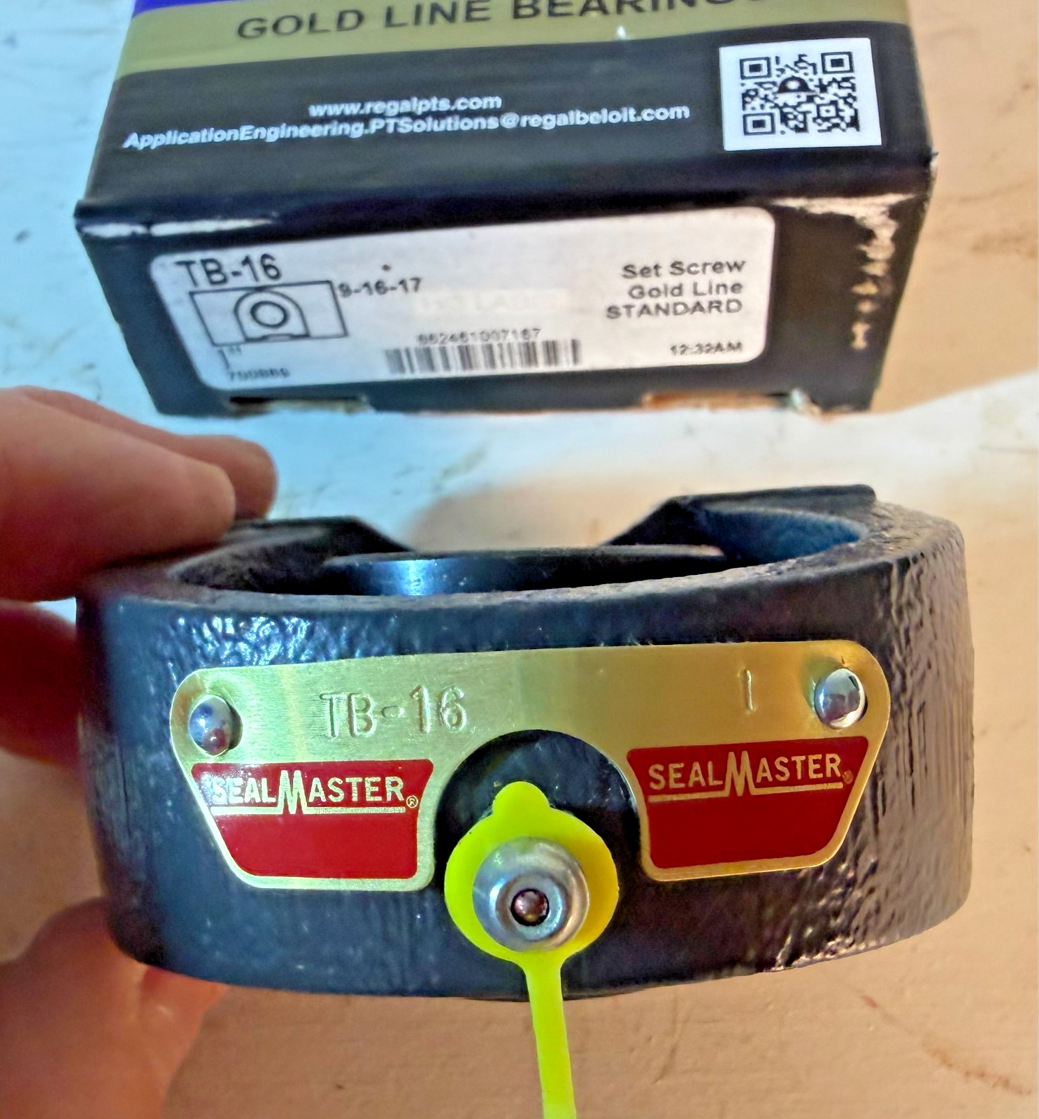 SEALMASTER TB16 BEARING, 1″ BORE, TAPPED BASE, FREE SHIPPING