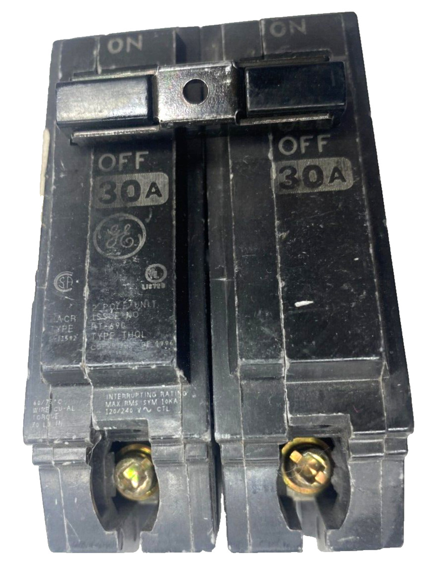 30A GE THQL2130 Circuit Breaker 30 Amp 2 Pole 10kA@120/240V Internal Common Trip