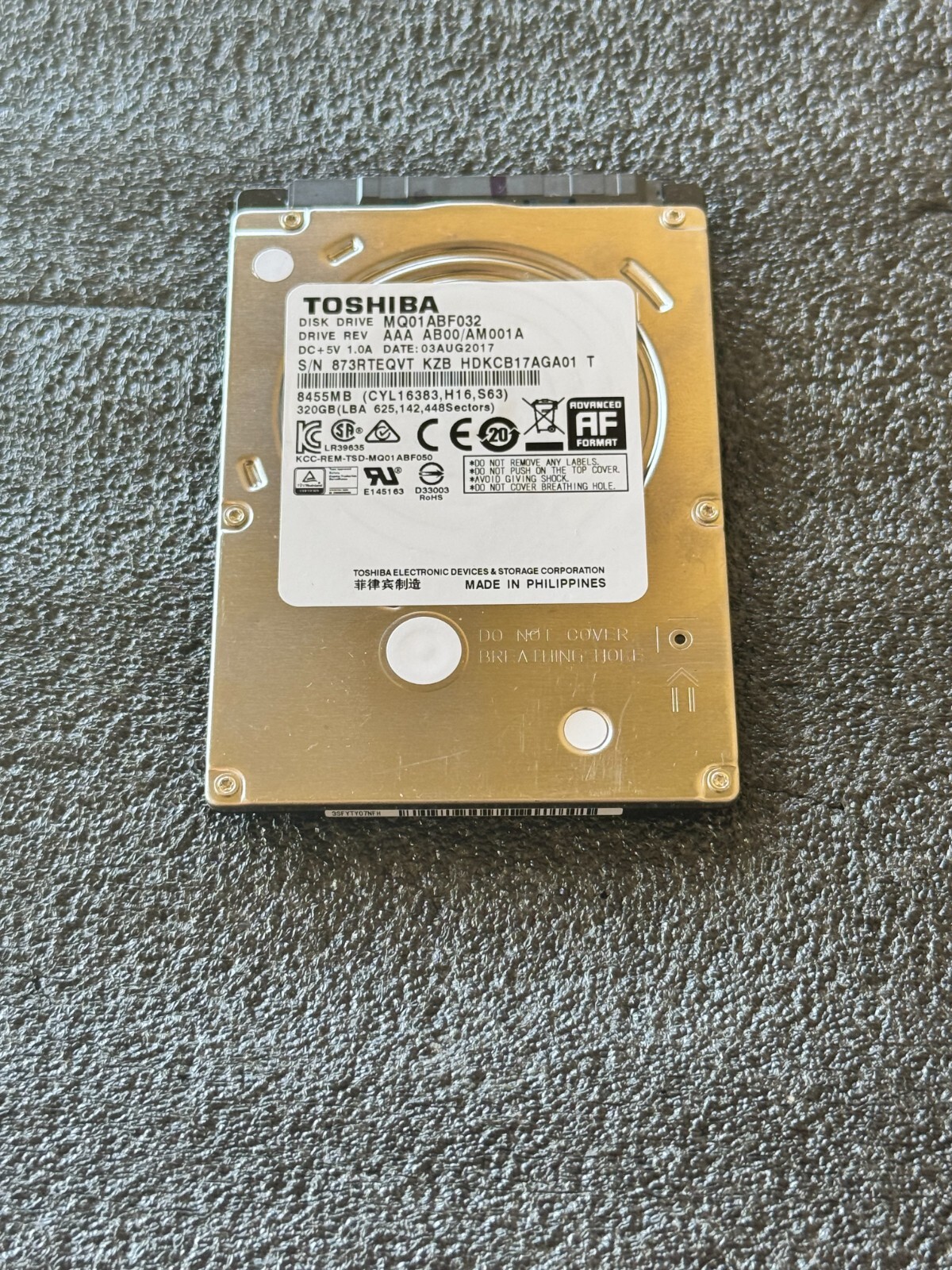 Genuine Ricoh 320GB 2.5 Hard Drive HDD W. Firmware MP C4503 C5503 C6003 D1425765