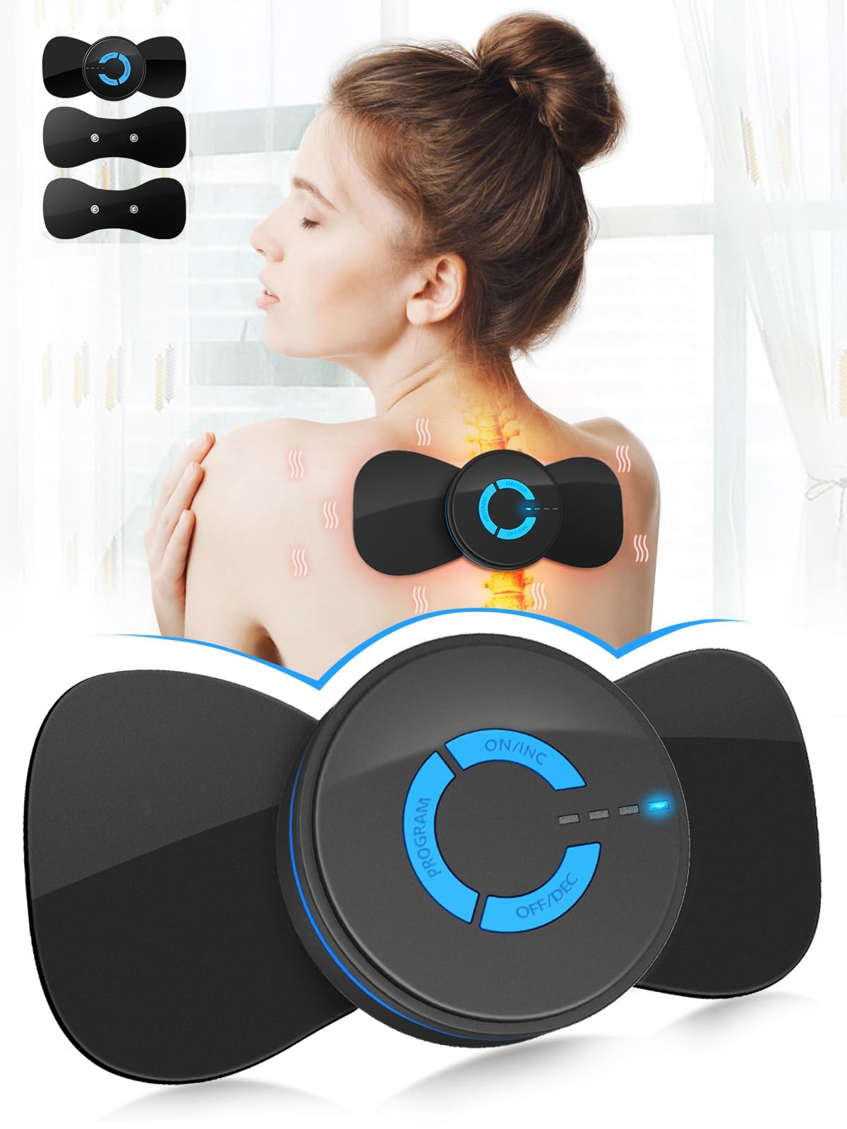 Wireless TENS EMS, Unit Muscle Stimulator, Mini Body Massager Black