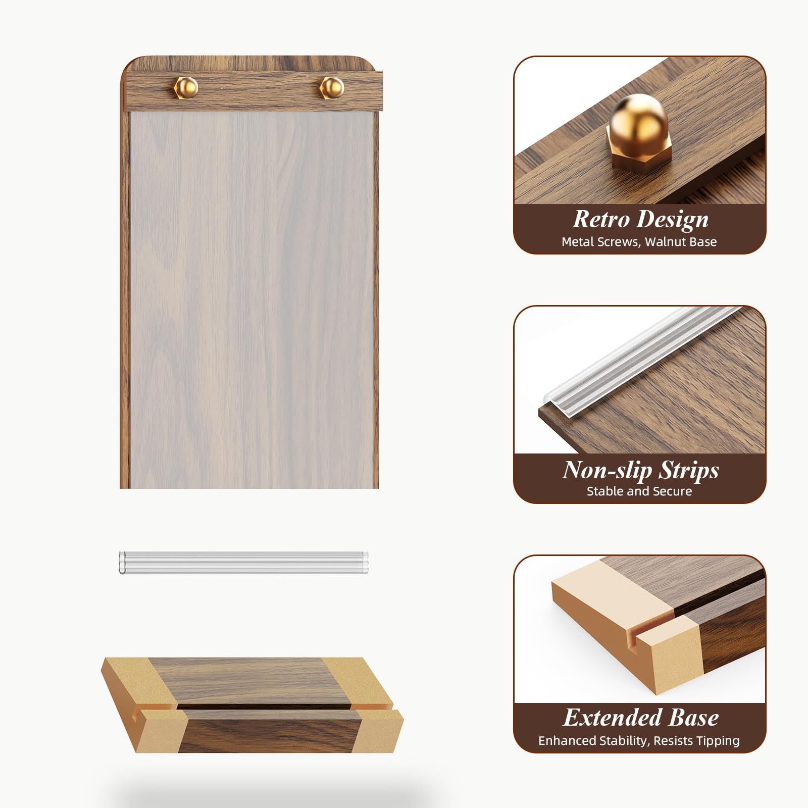 PPH-Sisy 5×7 Acrylic Sign Holders Wood Base 4 Pack
