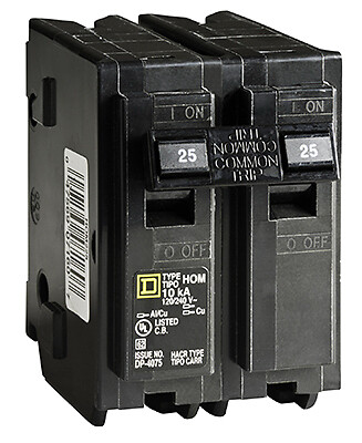 Square D HOM225CP Homeline 25-Amp Double-Pole Circuit Breaker – Quantity 5