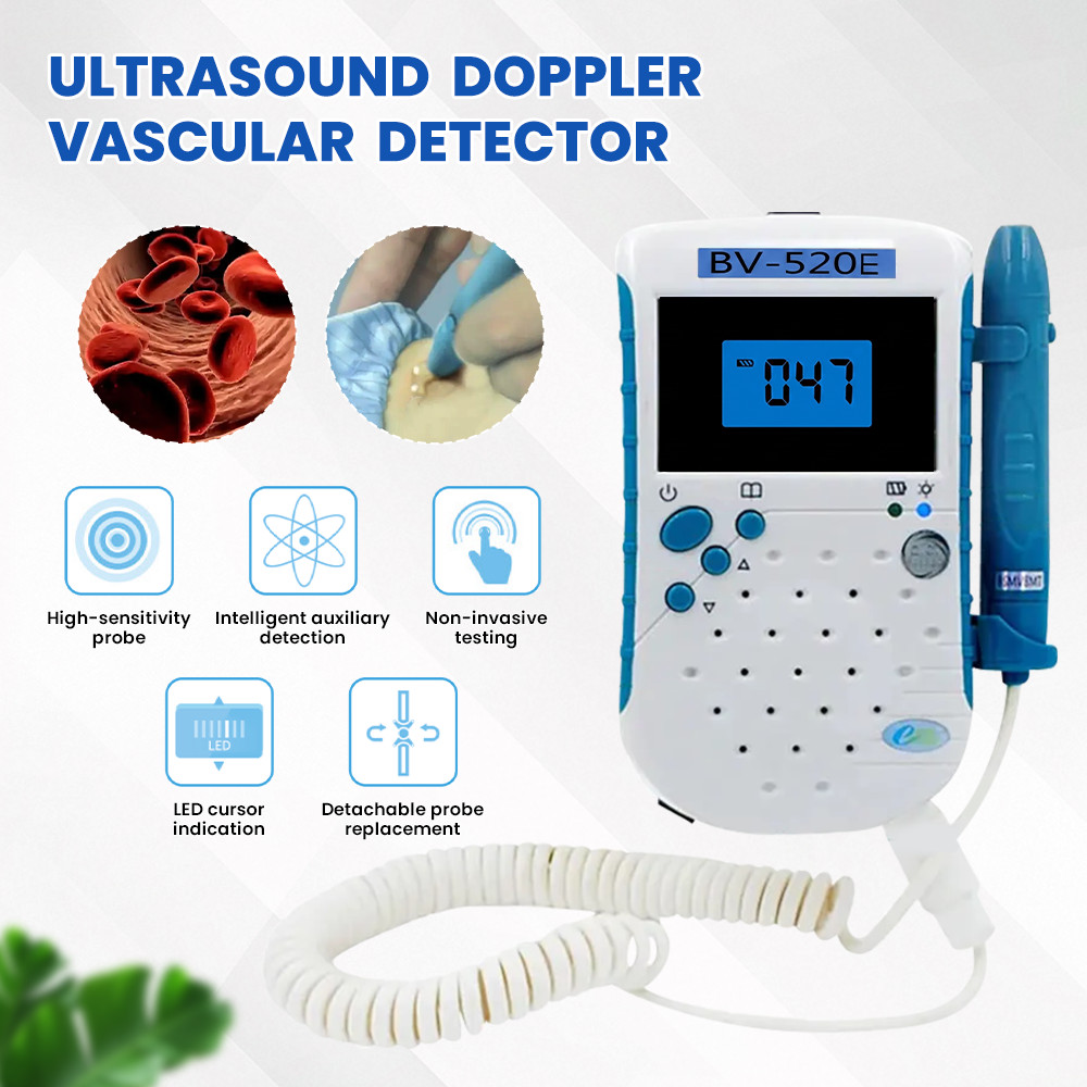 Handheld Vascular Doppler, 8.0MHz Blood Flow Velocity Meter, Portable