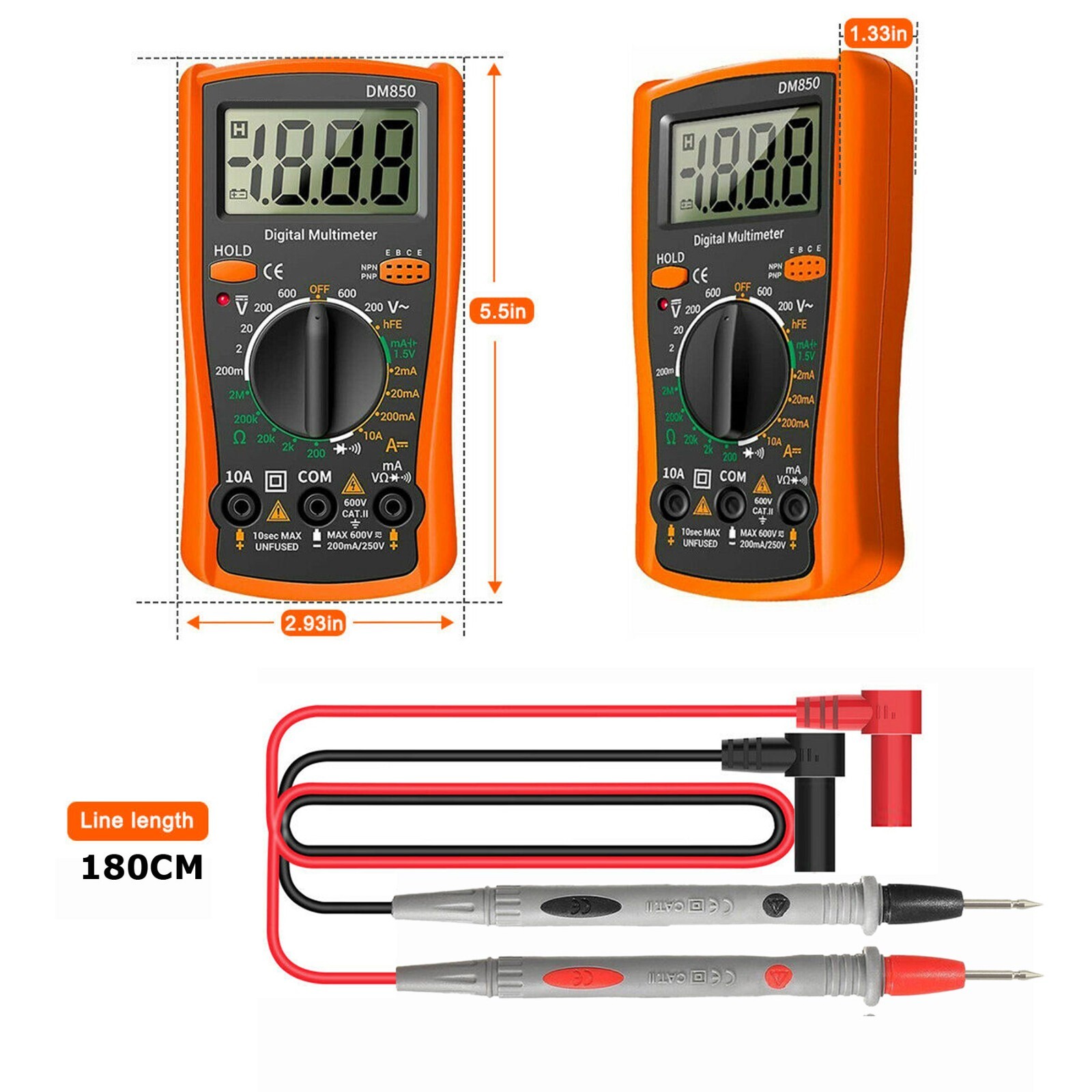 Digital Multimeter AC DC Voltmeter Ammeter Ohmmeter Volt Tester Meter XL830L