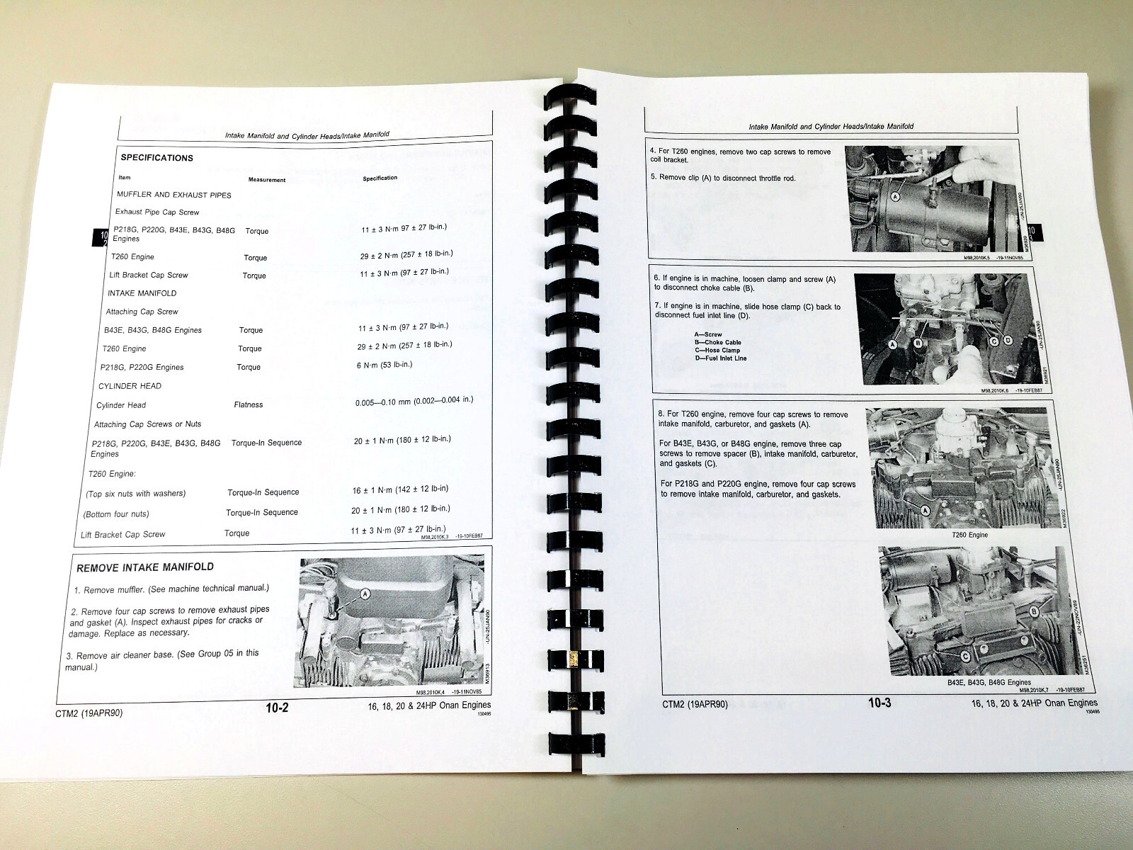Onan B43E B43G P218G B48G P220G T260 Engine Service Repair Shop Overhaul Manual
