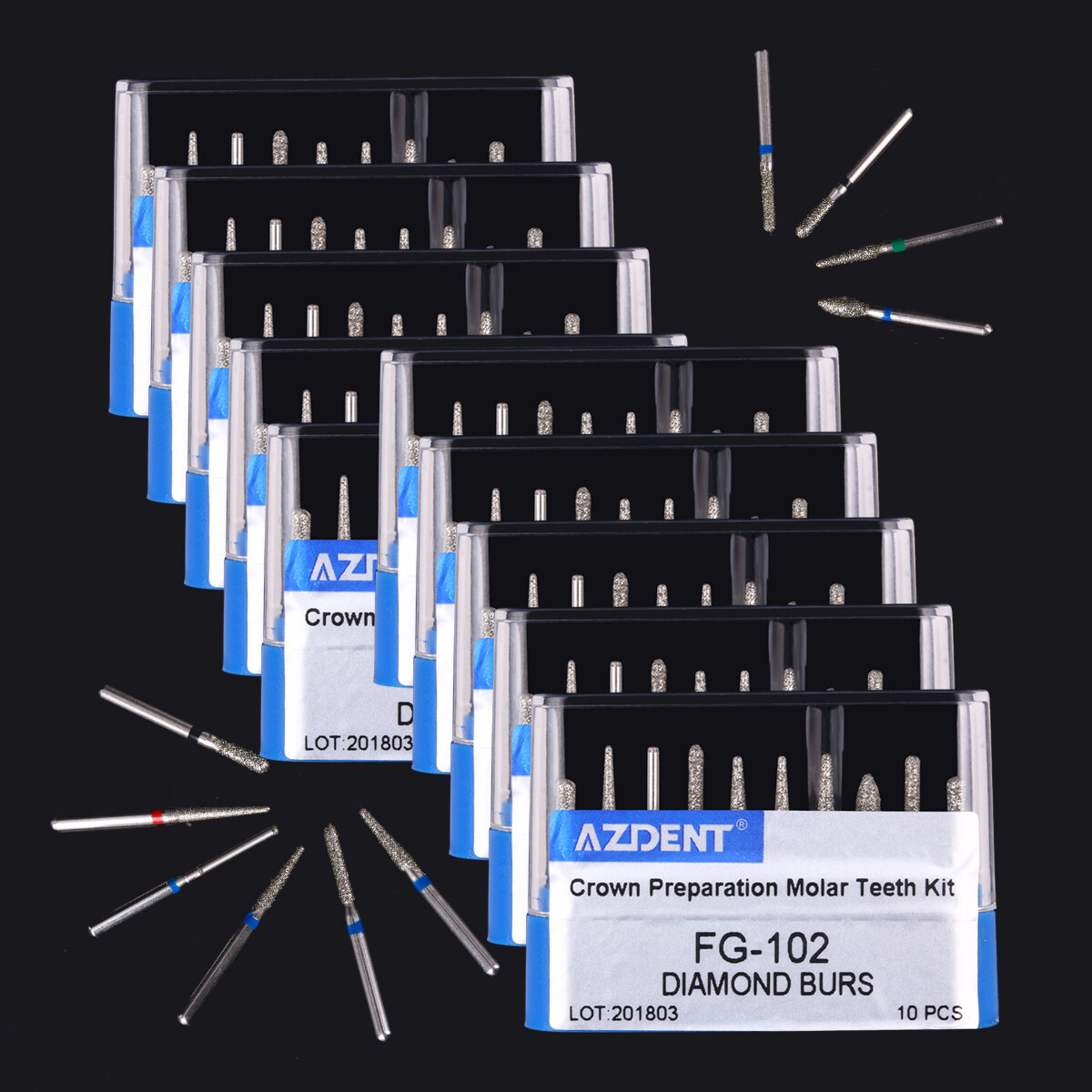 30Boxes Dental Diamond Burs For Crown and Bridge Preparation Molar Teeth FG-102