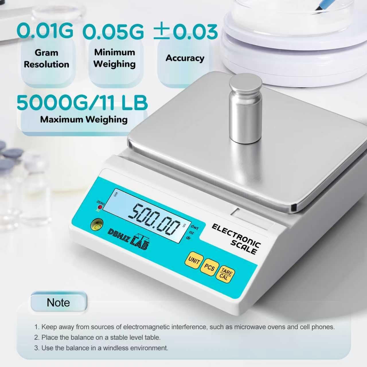 Lab Scale 5000g x 0.01g High Precision Electronic Analytical Balance g/lb/oz/…
