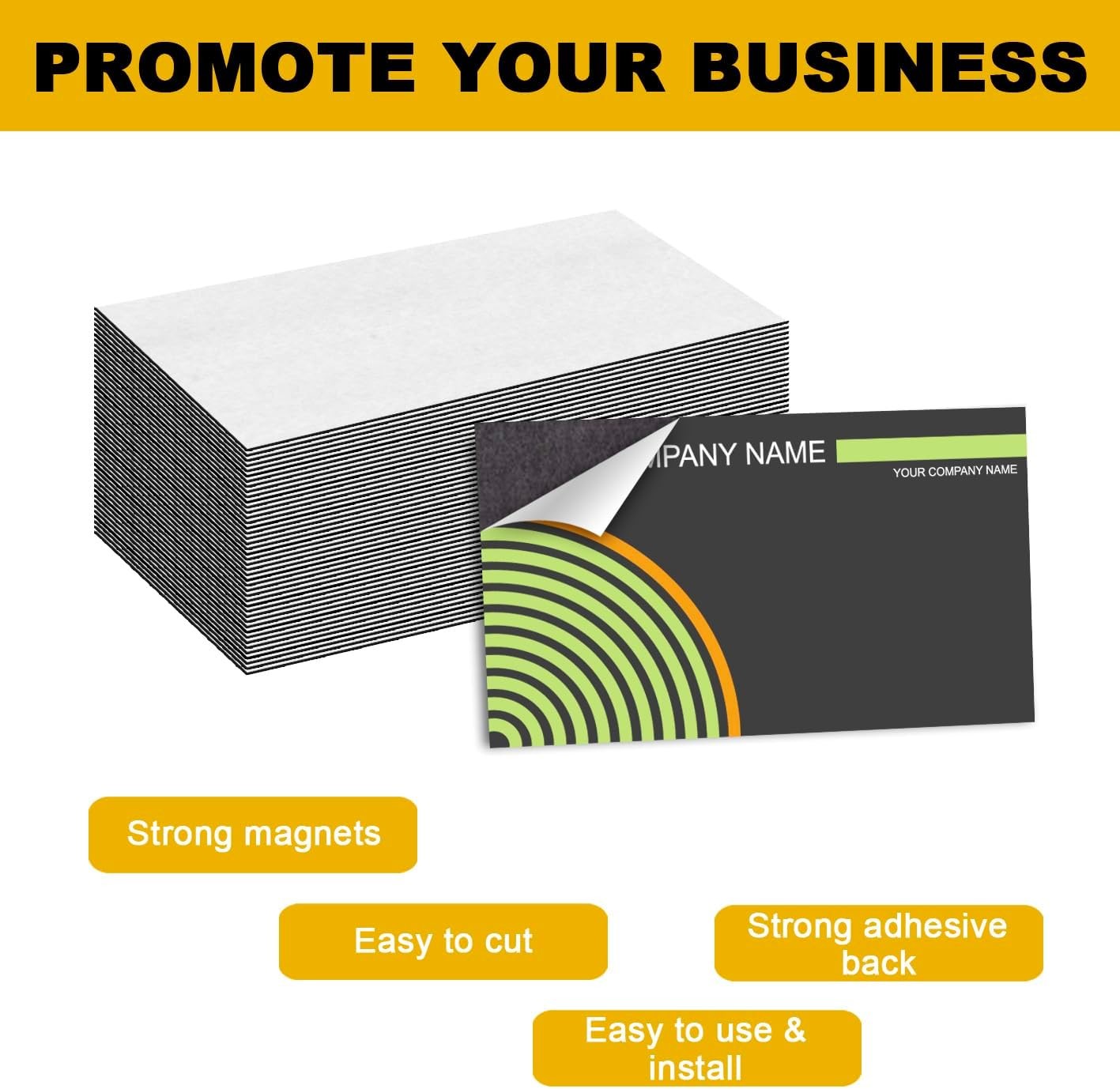 Business Card Magnets, 2×3.5 inch,50 Pack, Peel and Stick Self Adhesive Magnetic