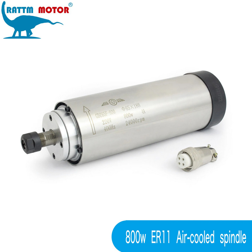 【USA】800W 0.8KW Air-cooled Spindle Motor ER11 220V 65mm 24000RPM For CNC Router