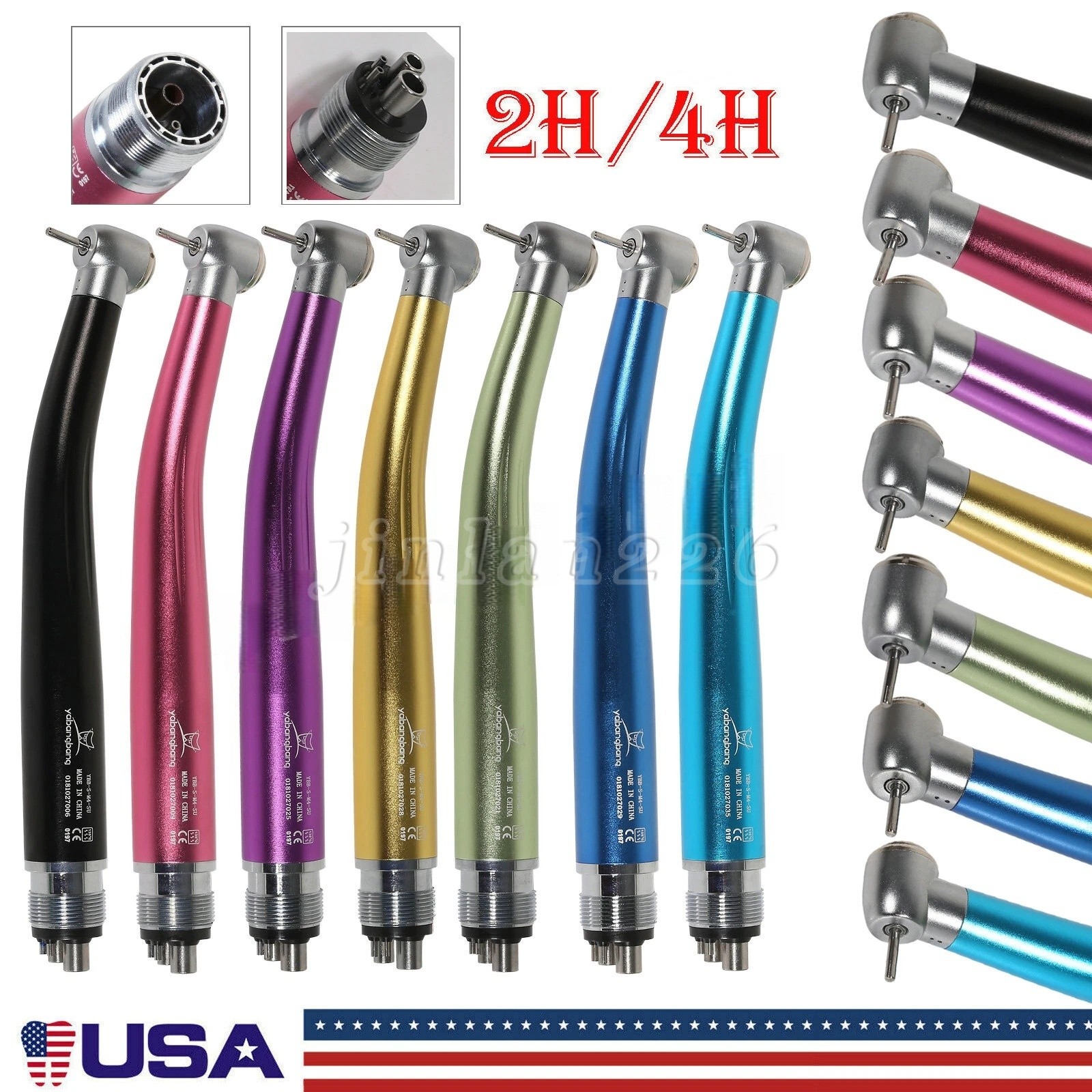NSK Style Dental High/Low Speed Handpiece Push Button 4/2 Holes Colors