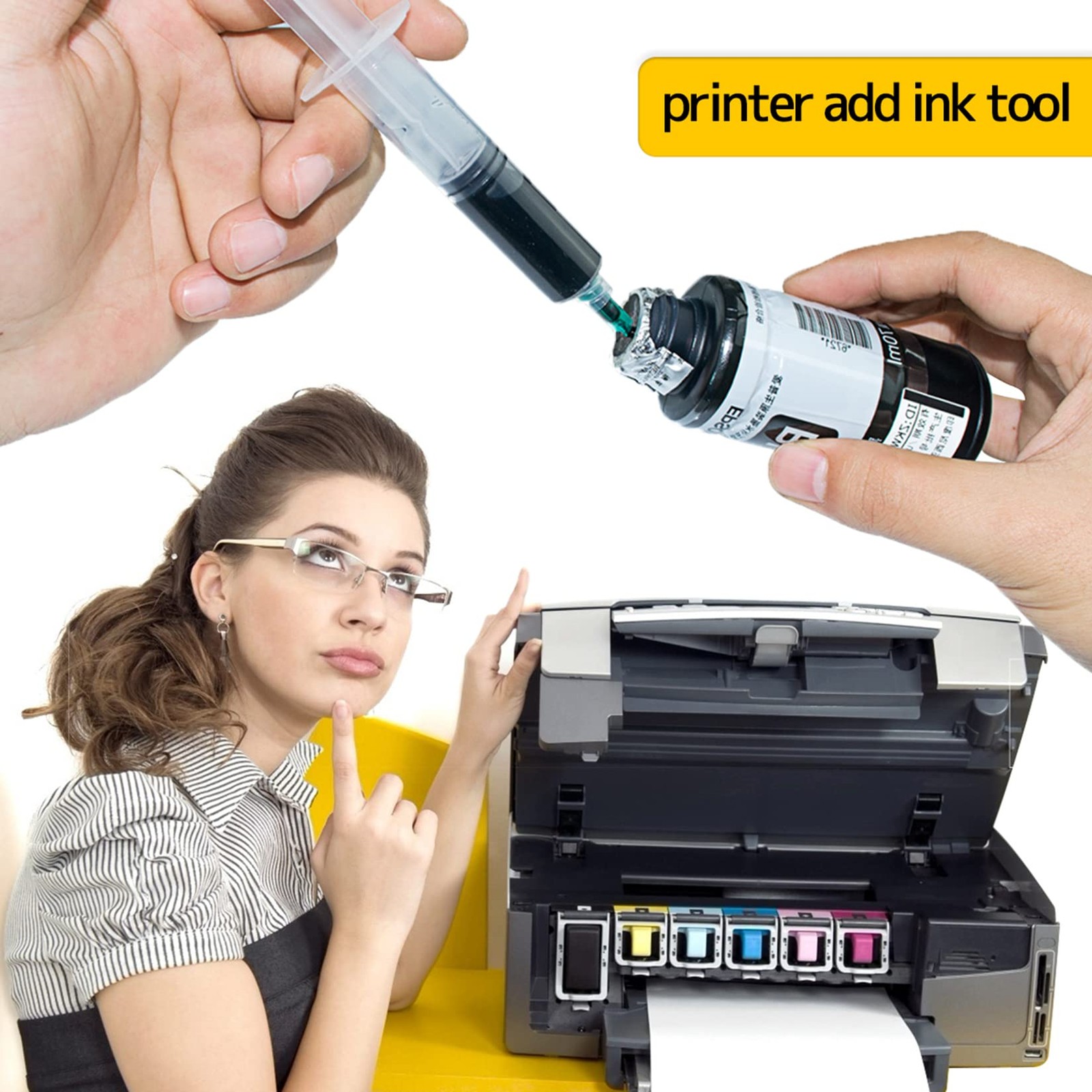 Glue Applicator Syringe with Blunt Tip Needle and Cap, for Liquid, Glue, Ink,