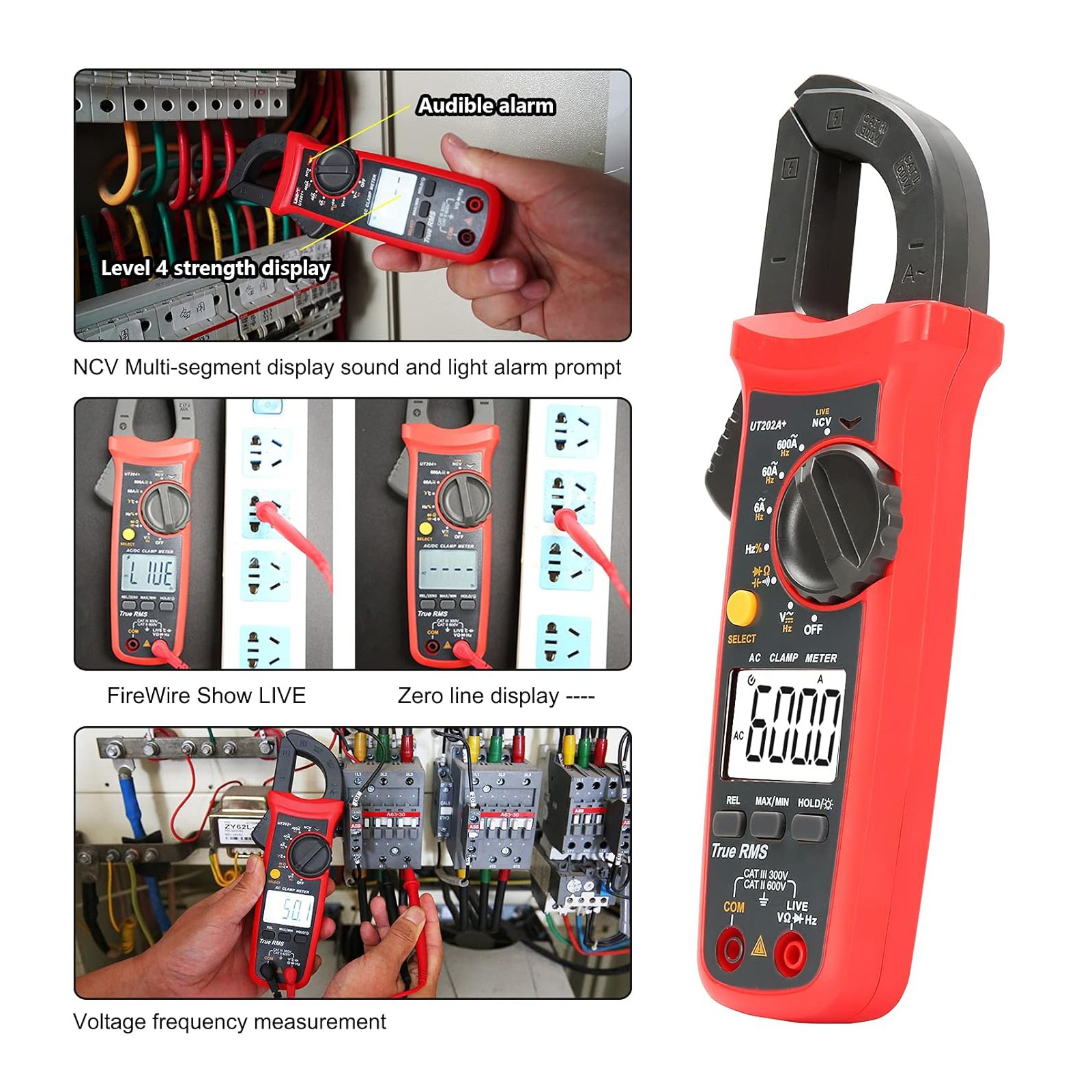 UT202A+ Digital Clamp Meter Multimeter Voltage 600A AC Current Resistance