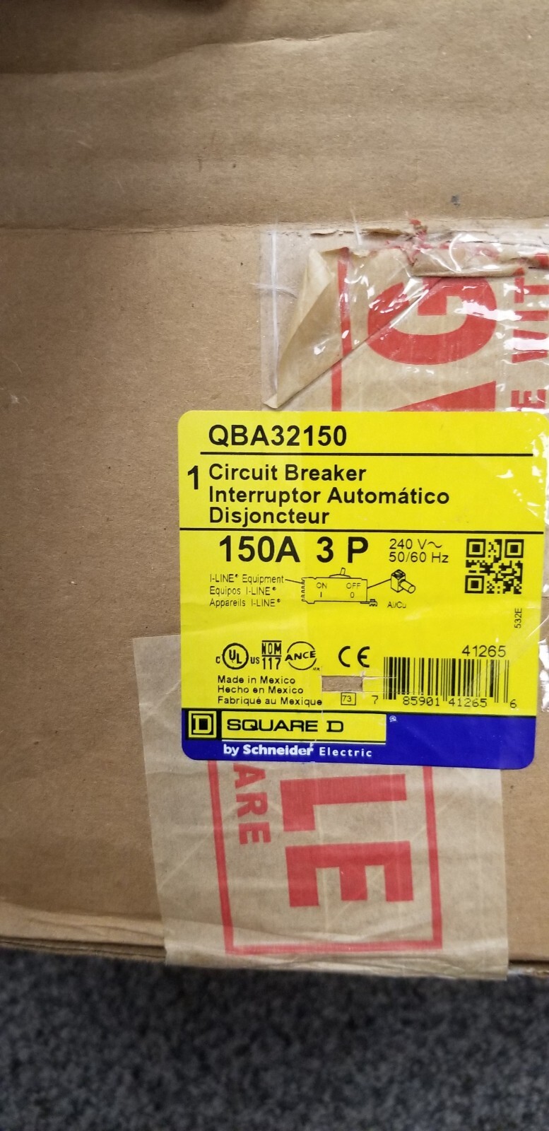150 Amp Square D QBA32150 3P Molded Case Circuit Breaker