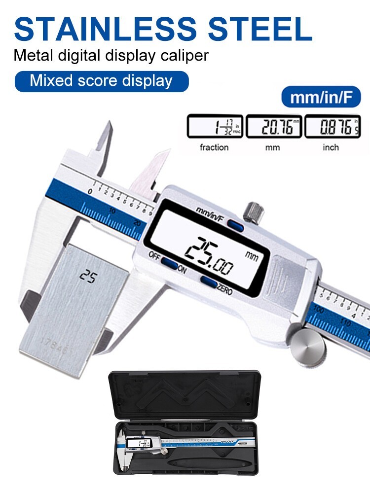 Digital Display Vernier Caliper 150mm Fraction/MM/Inch Caliper Stainless Steel
