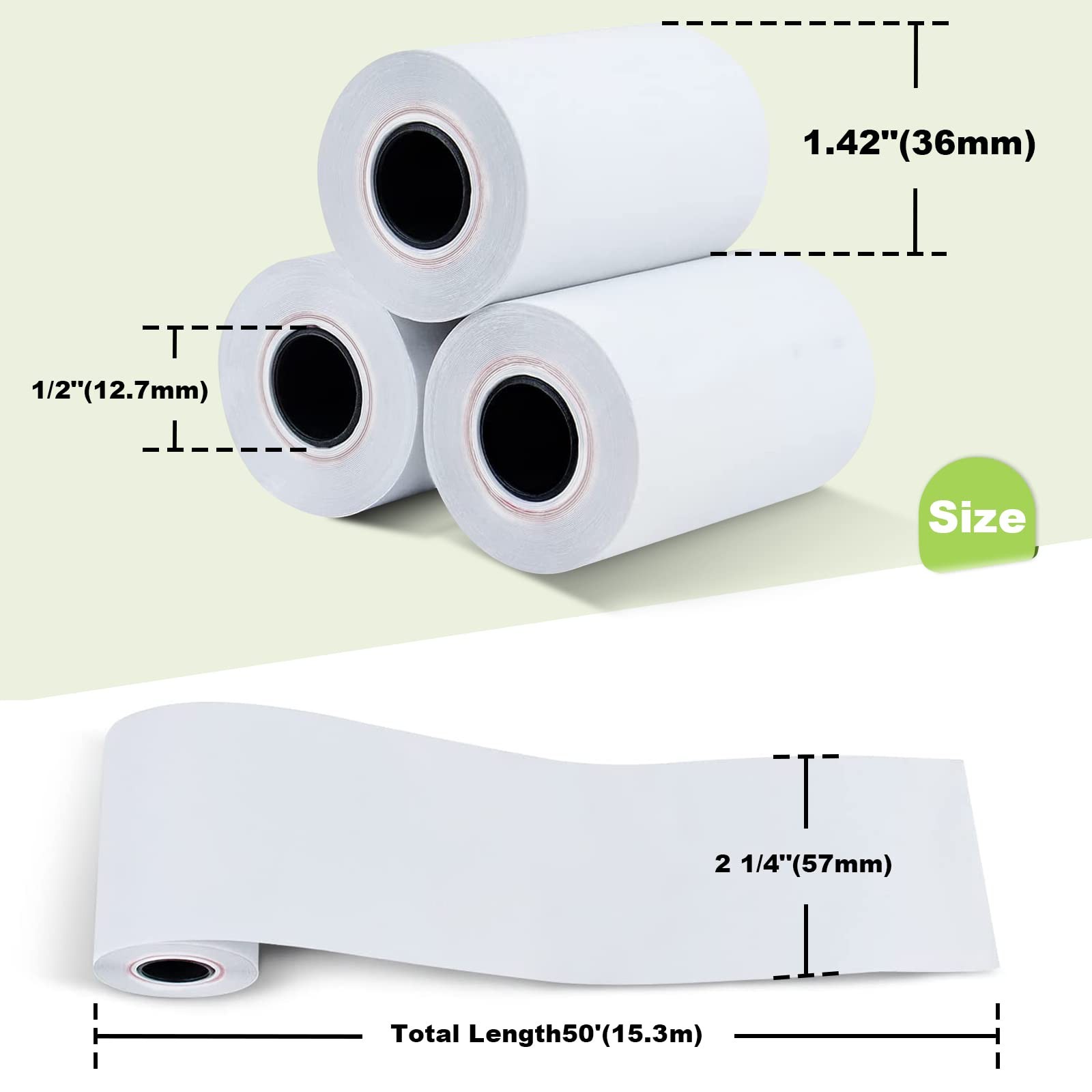 MFLABEL Thermal POS Receipt Paper Rolls – 2 1/4″ x 50′ 2 x 50′, White