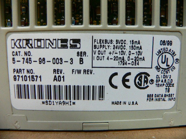 Krones 5745960033 Analog Output Module 12 Bit 4 Point Krone