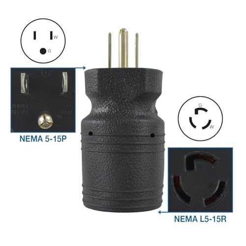 Conntek 30111-BK Locking Adapter U.S. 3 Prong Male Plug 15 Amp Locking Female