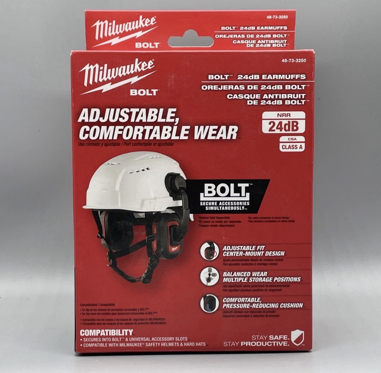 Milwaukee 48-73-3250 BOLT 24dB Earmuffs NRR Hearing Protection Hard Hat New