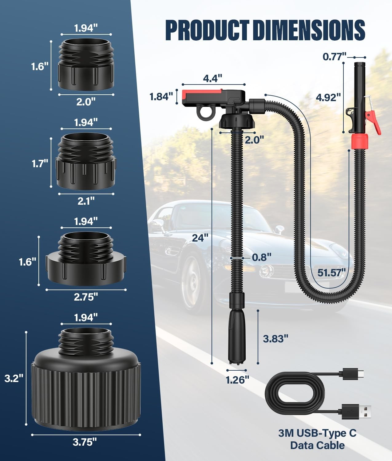 2nd Gen Fuel Transfer Pump with Auto-Stop, 3.8 Gallon per Min, 51″ Hose Battery