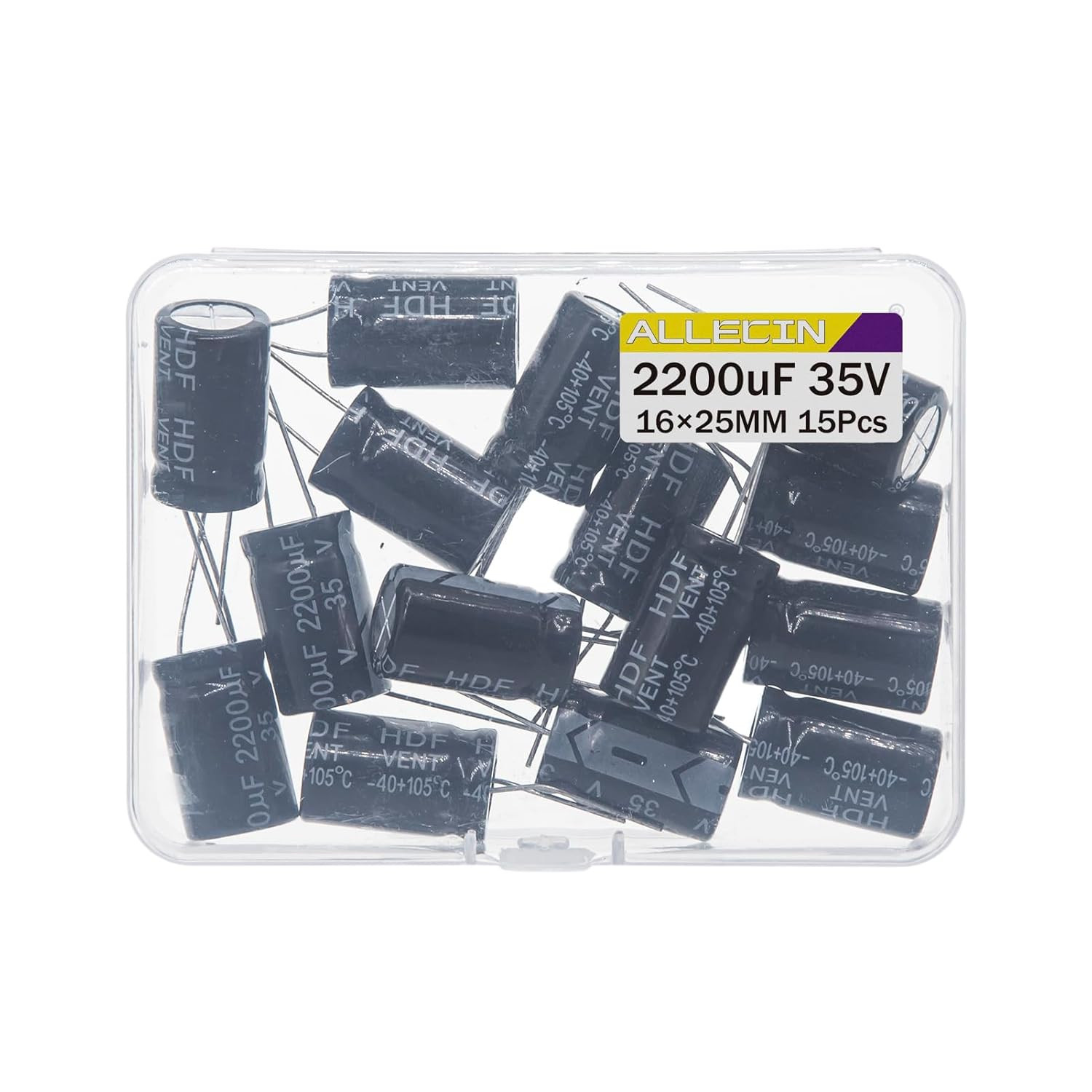 2200uF 35V 16x25mm Electrolytic Capacitor 2200 UF MFD 35 Volt 0.63×0.98in…
