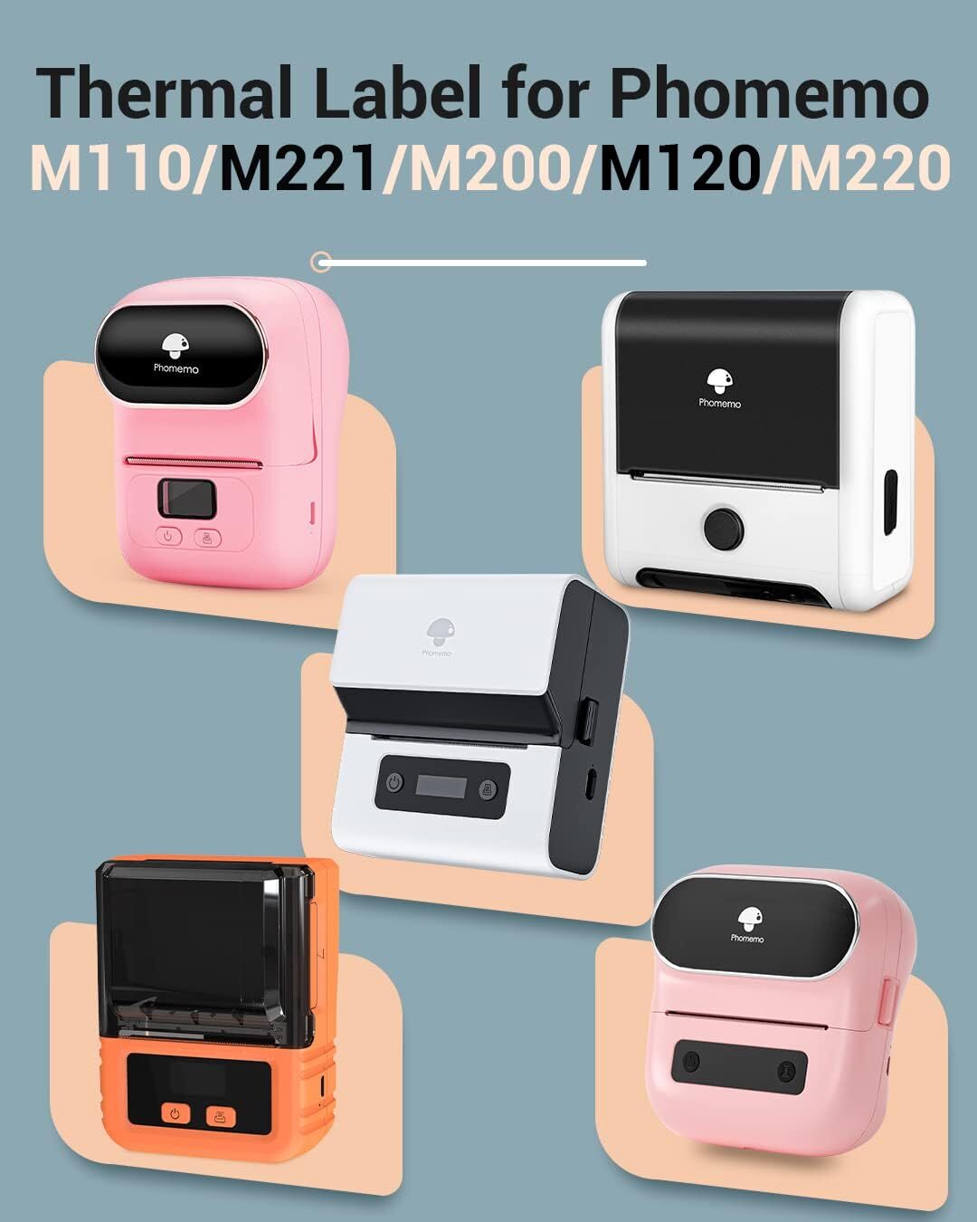 3/6Rolls Self-Adhesive Thermal Label Sticker Paper for Phomemo M110/M220 Printer