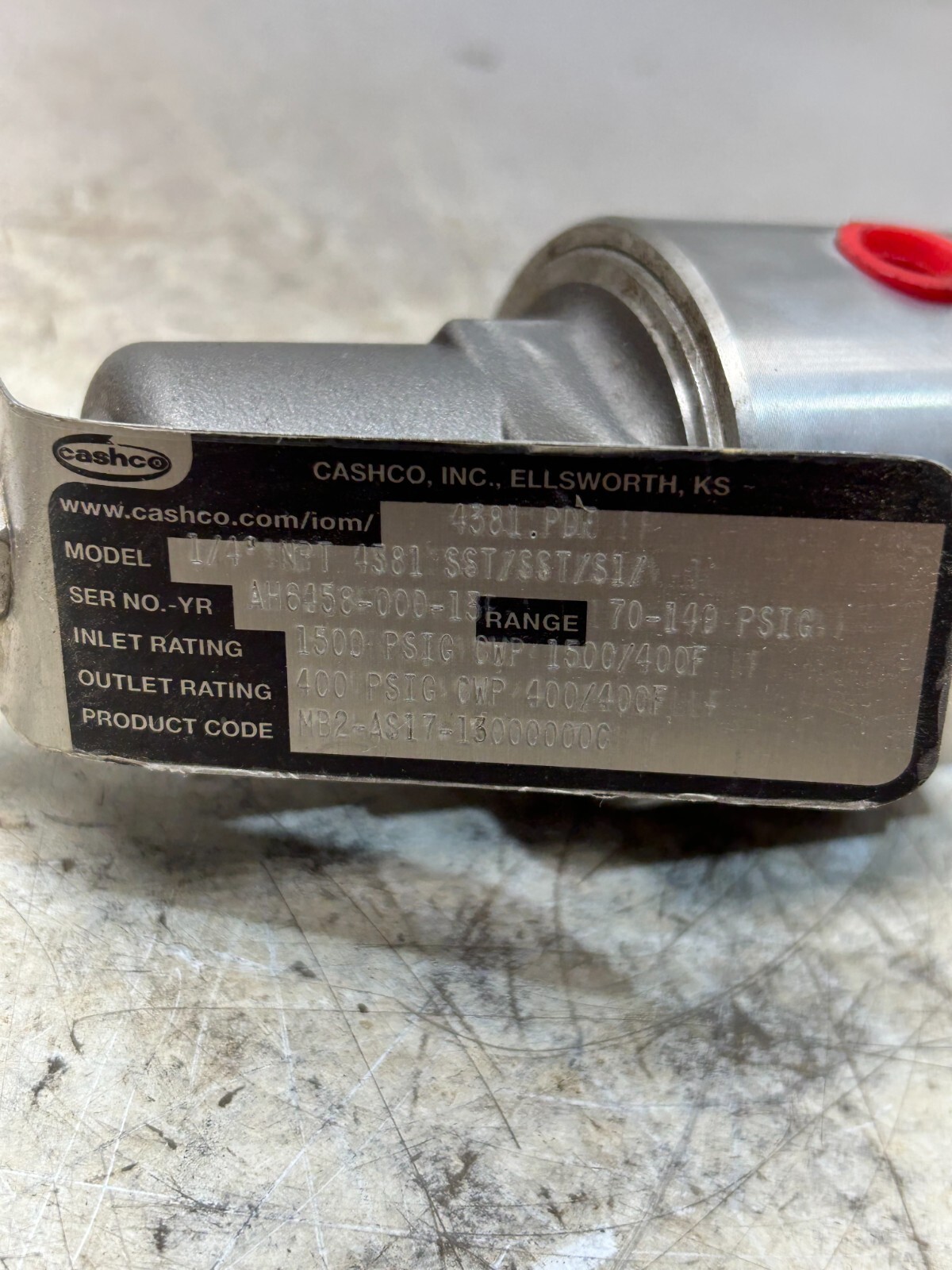 NEW NO BOX 1/4″ NPT Cashco 4381 SST/SST/S1 Pressure Regulator