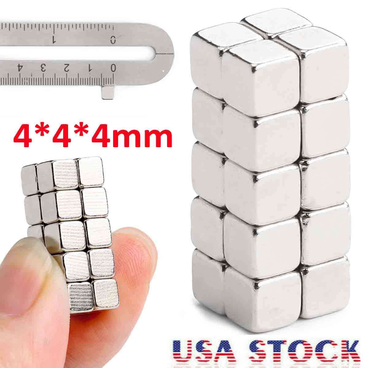 20~500Pcs 4x4x4mm N38 Square Rare Earth Neodymium Fasteners Craft Cube Magnets