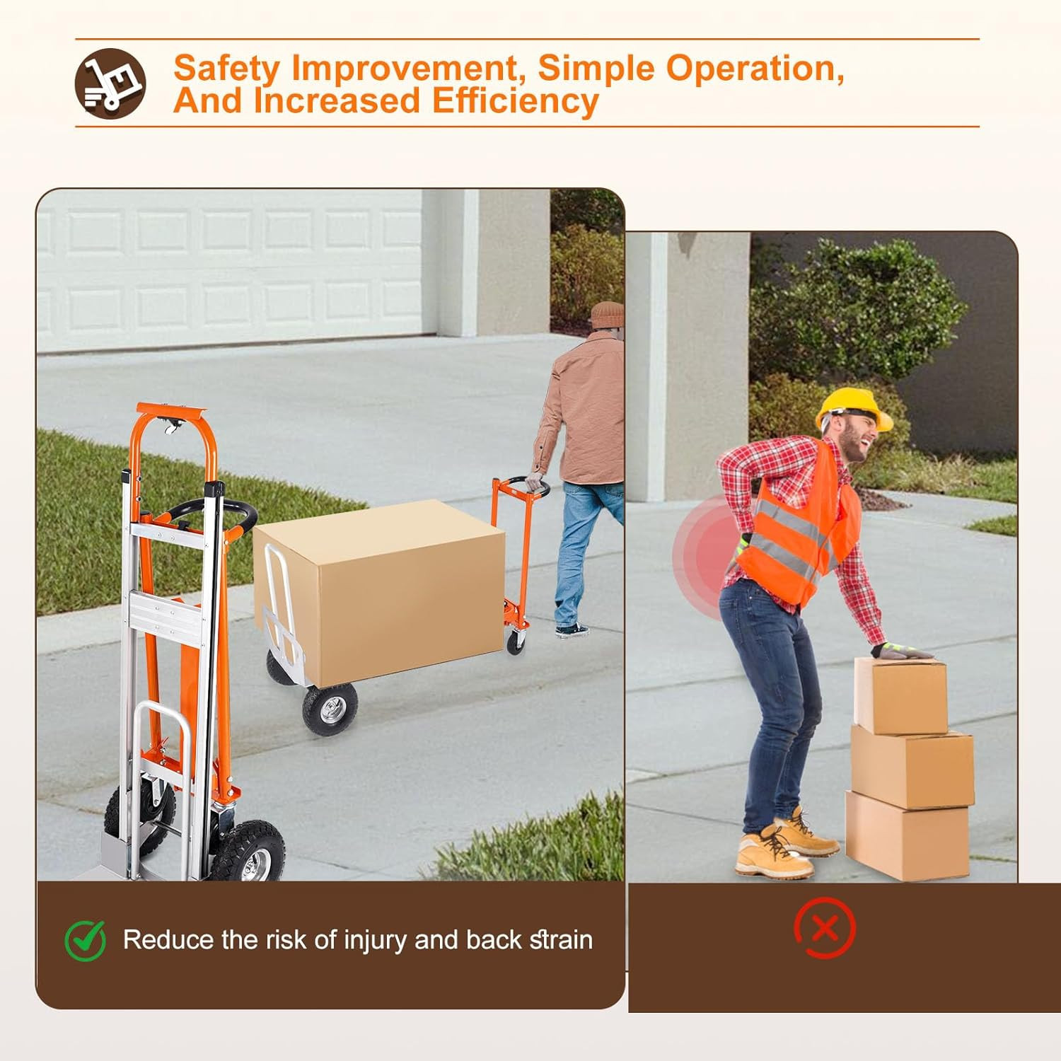 EASYBERG 4-In-1 Heavy Duty Folding Hand Truck – 770 Lbs Capacity, 10″ Wheels