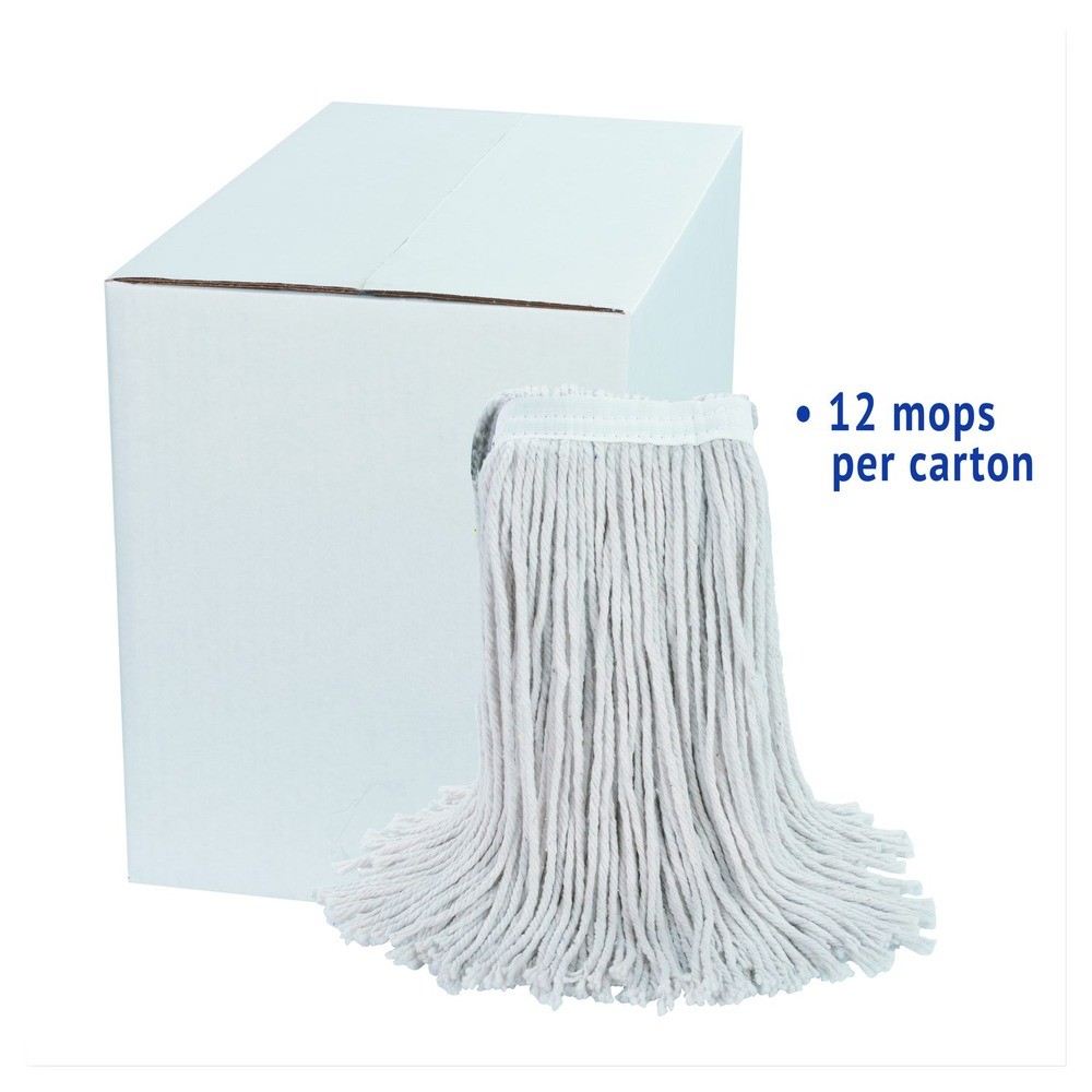 Boardwalk 224CCT 24 oz. Cotton Premium Cut-End Wet Mop Heads – White (12/Ct) New