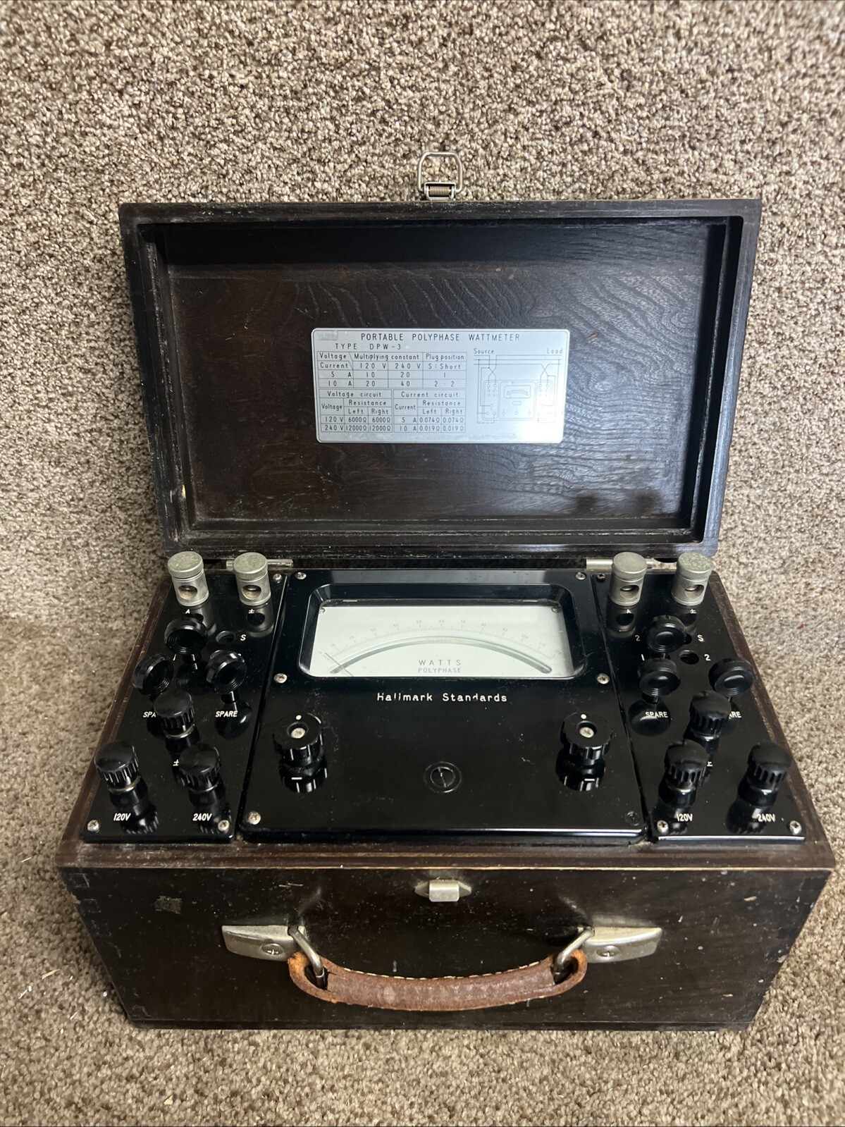 Hallmark Standards Portable Polyphase Wattmeter Vintage