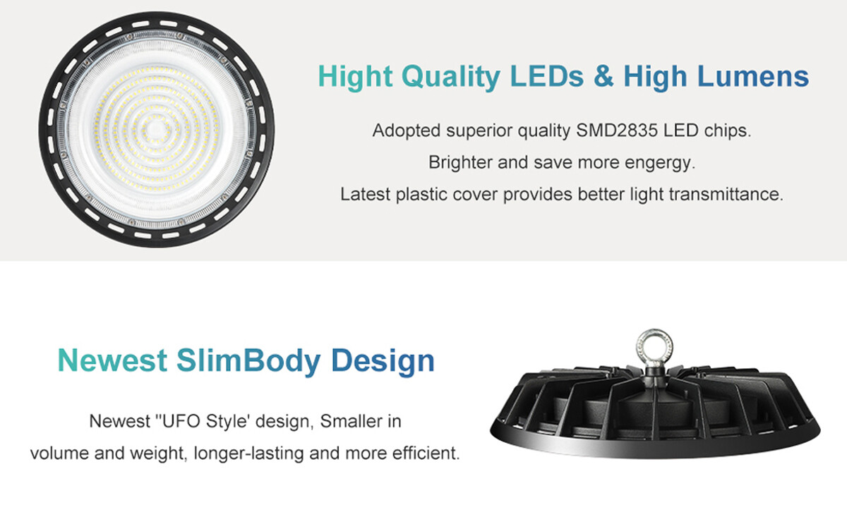 2Pcs UFO LED High Bay Light 200W Commercial Industrial Garage Led Shop Light