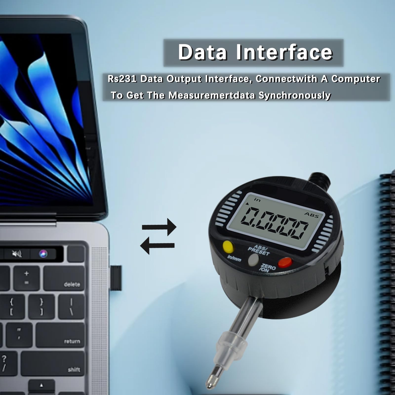 Electronic Digital Dial Gauge,with A Range of 0.5in/12.7mm and A 0.5 in/0.01
