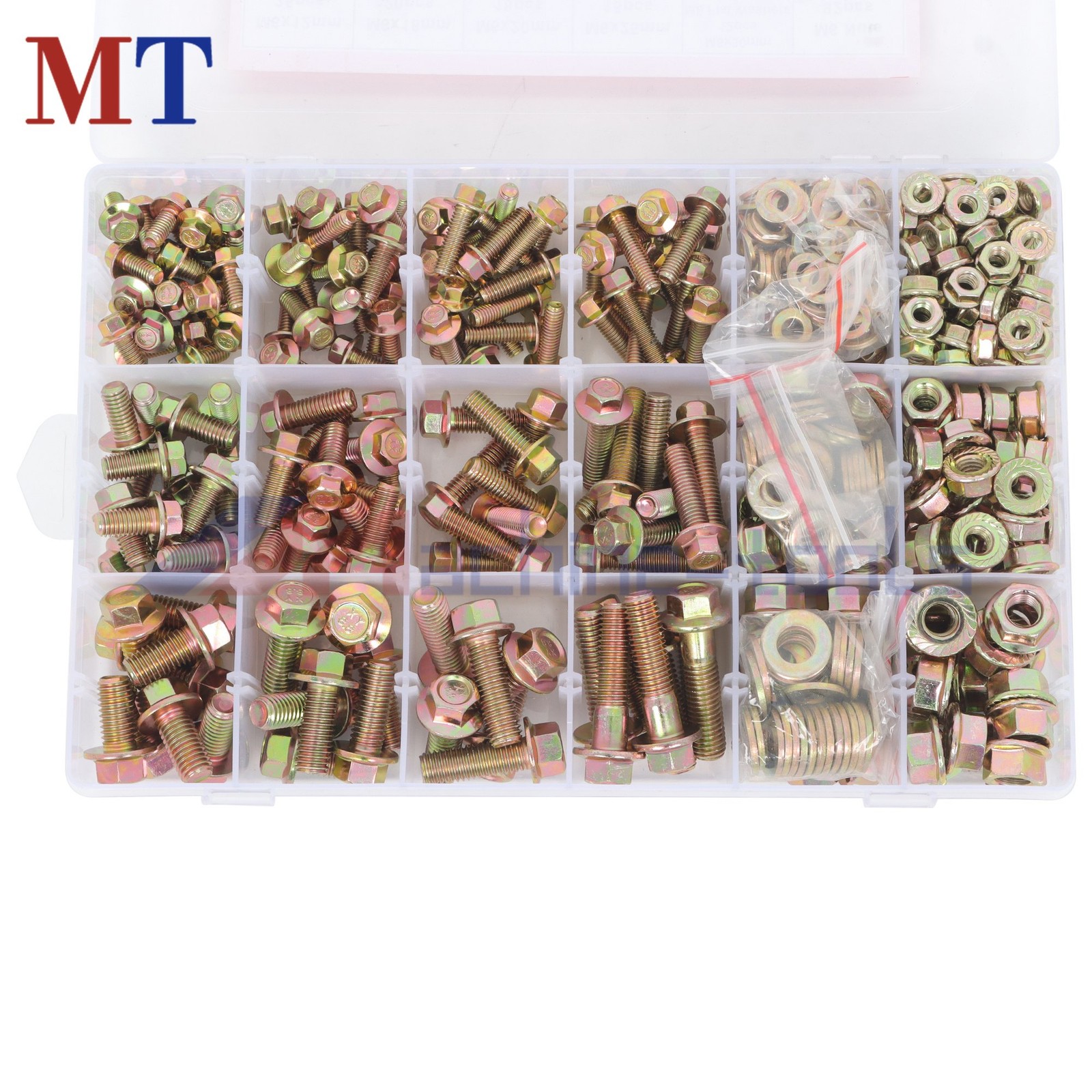 521x Flanged Hex M6 M8 M10 Silver Flange Bolts Assortment Kit for Industrial use