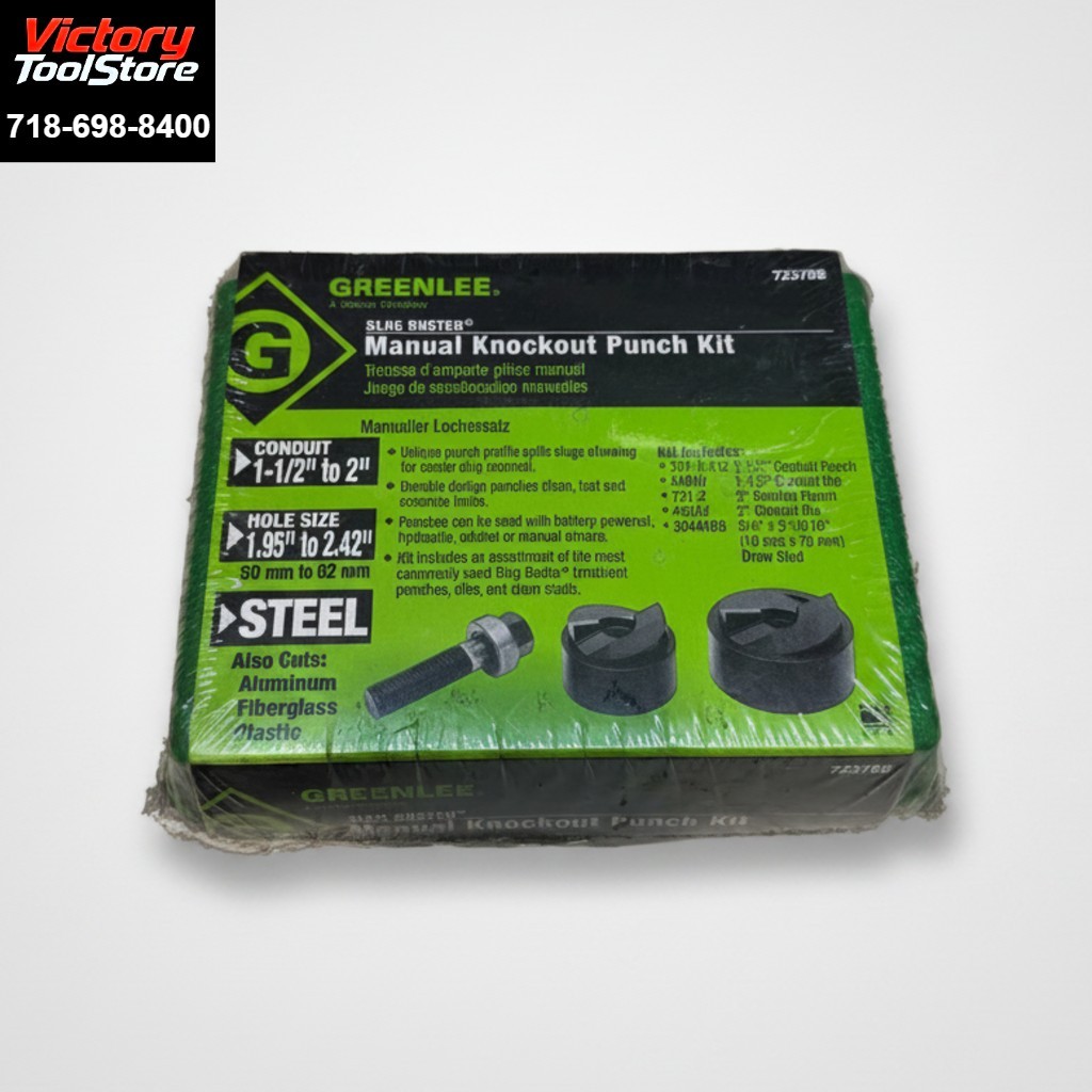 Greenlee 737BB Manual Knockout Punch Set 1-1/2″-2″ Conduit 10 Ga Steel New