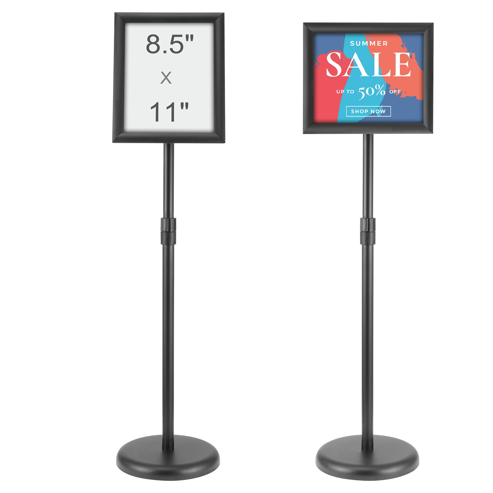 Uimoso Adjustable Pedestal Poster Stand with 8.5 x 11 In Display and Round Base