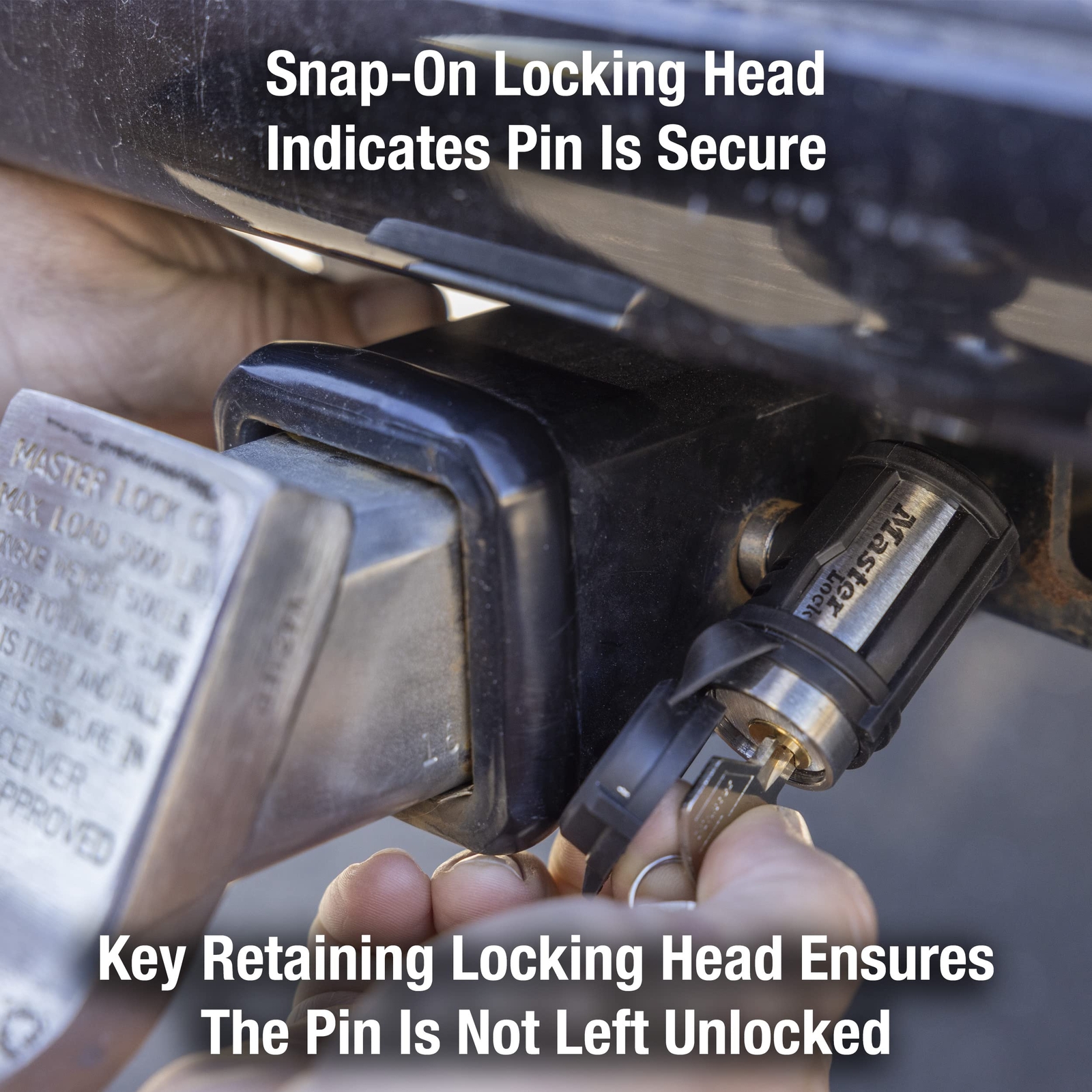 Master Lock Receiver Hitch Locking Pin Security for Class I II III IV Towing