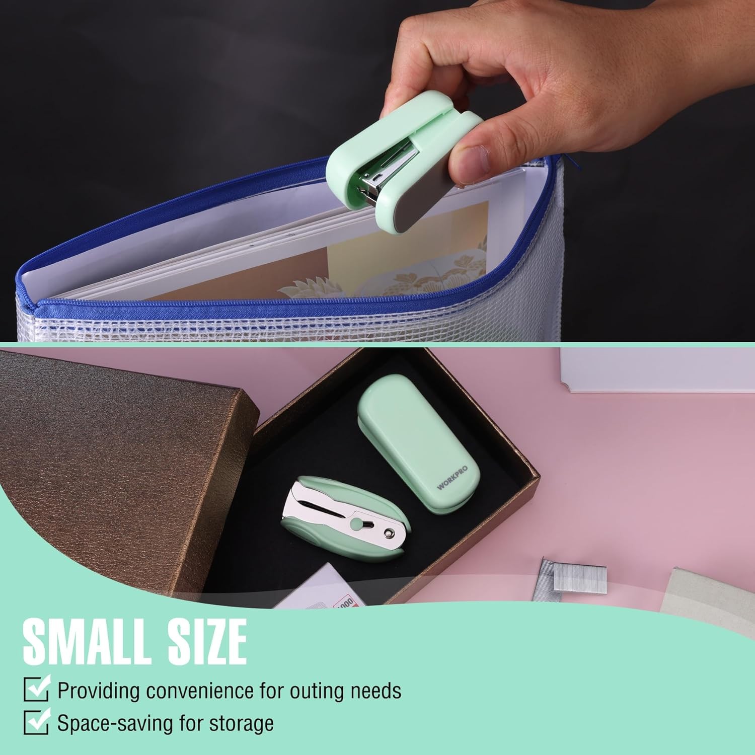 WORKPRO Small Stapler with Staples 2000 Standard Staples One Staple Remover New