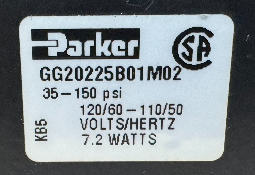 NEW PARKER GG20225B01M02 SOLENOID VALVE 110/120V 50/60HZ 7.2W