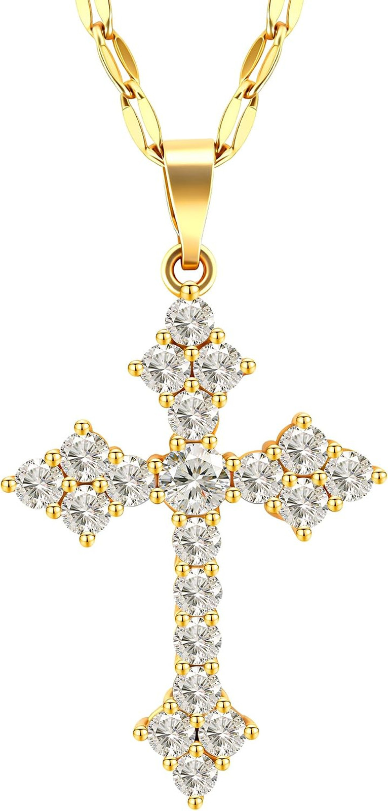 Dainty Cross Necklace Women’s 18K Gold Plated CZ Pendant Christian Faith Jewelry