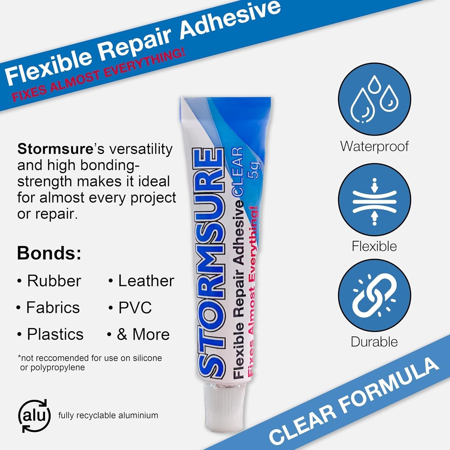 Flexible Repair Adhesive: 3 x 5g Clear Glue – Highly Durable, Waterproof Glue…