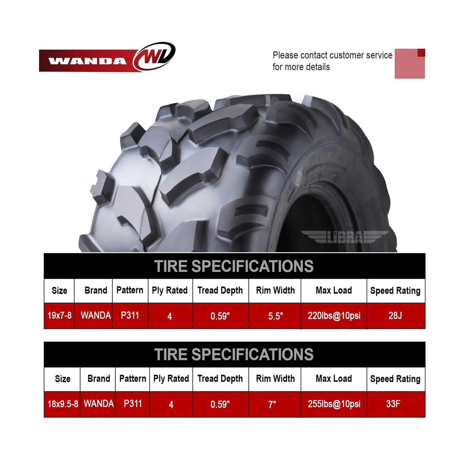 4 Sport ATV Tires – 19X7-8 & 18X9.5-8 – 4PR – Fit For ATV