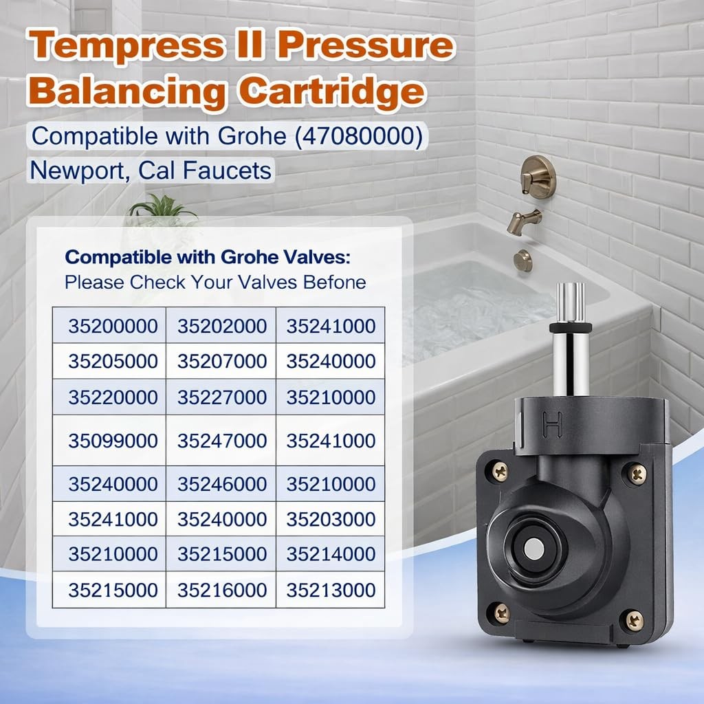 Replacement for Tempress II Pressure Balancing Tub Shower Cartridge, Black