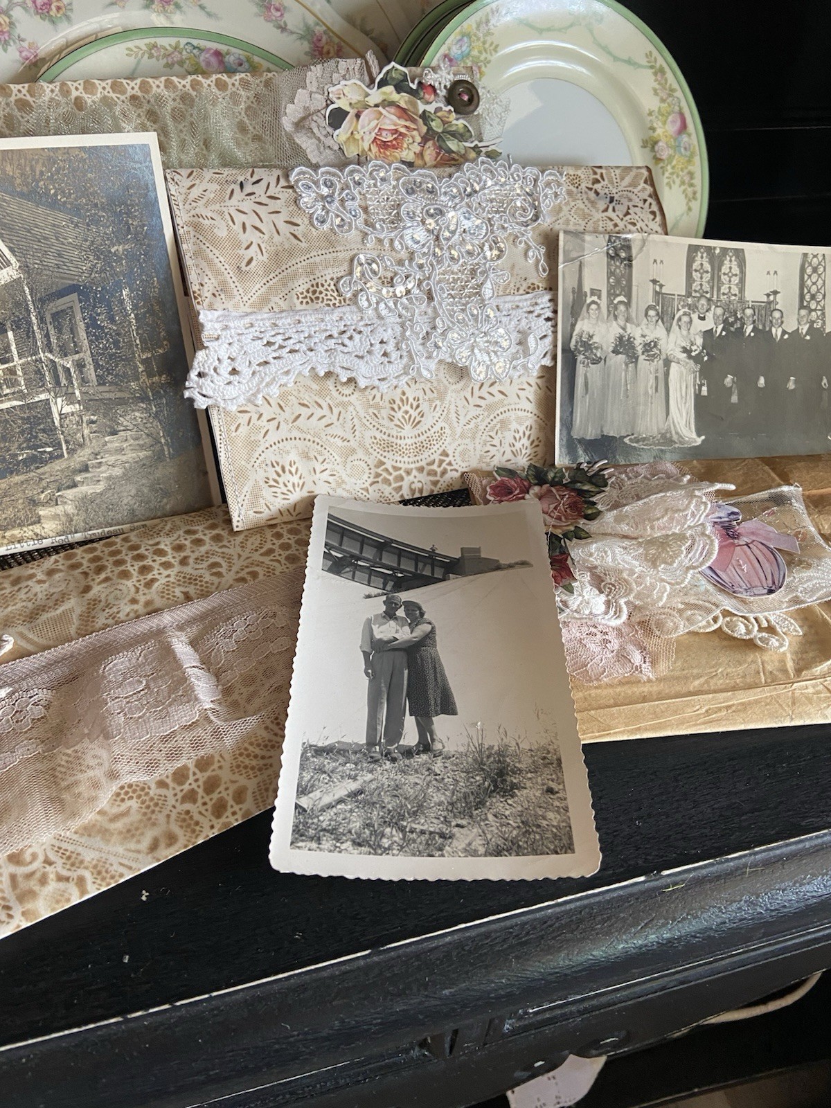 Love Letter Junk Journal Pouch Lot Of 7 Handmade Shabby Chic