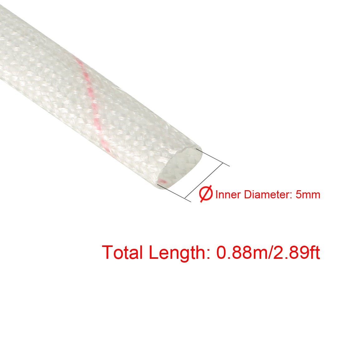 Fiberglass Sleeve 5mm I.D. PVC Insulation Tube 1500V 125C Cable Wrap 88cm 2.89ft