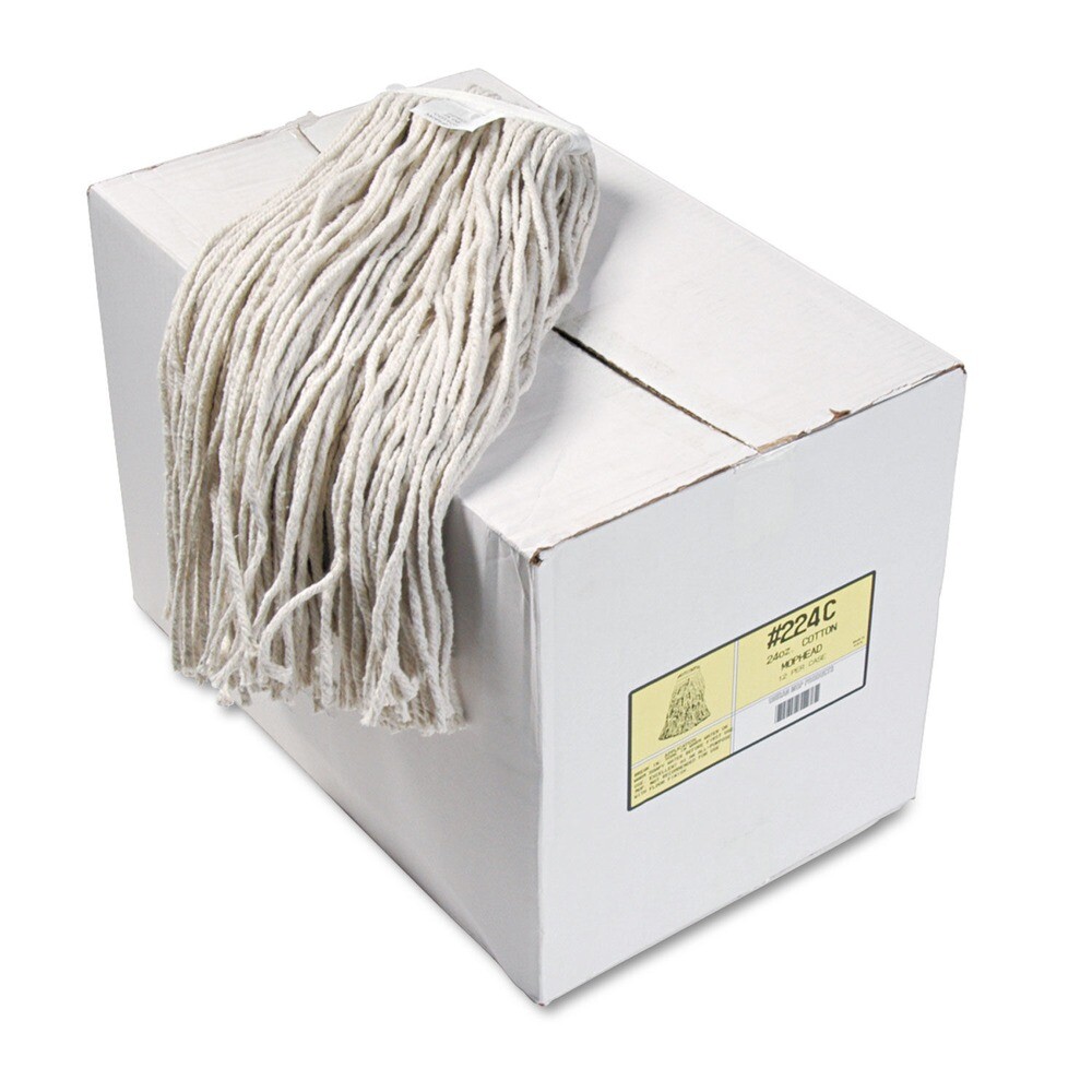 Boardwalk 224CCT 24 oz. Cotton Premium Cut-End Wet Mop Heads – White (12/Ct) New