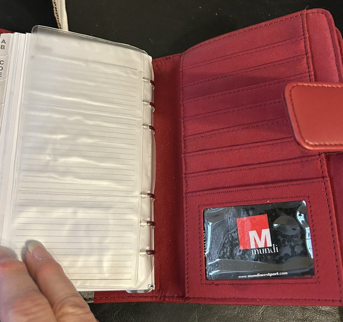 Mundi Red Faux Leather Zipper Personal Planner Organizer 7.5 in