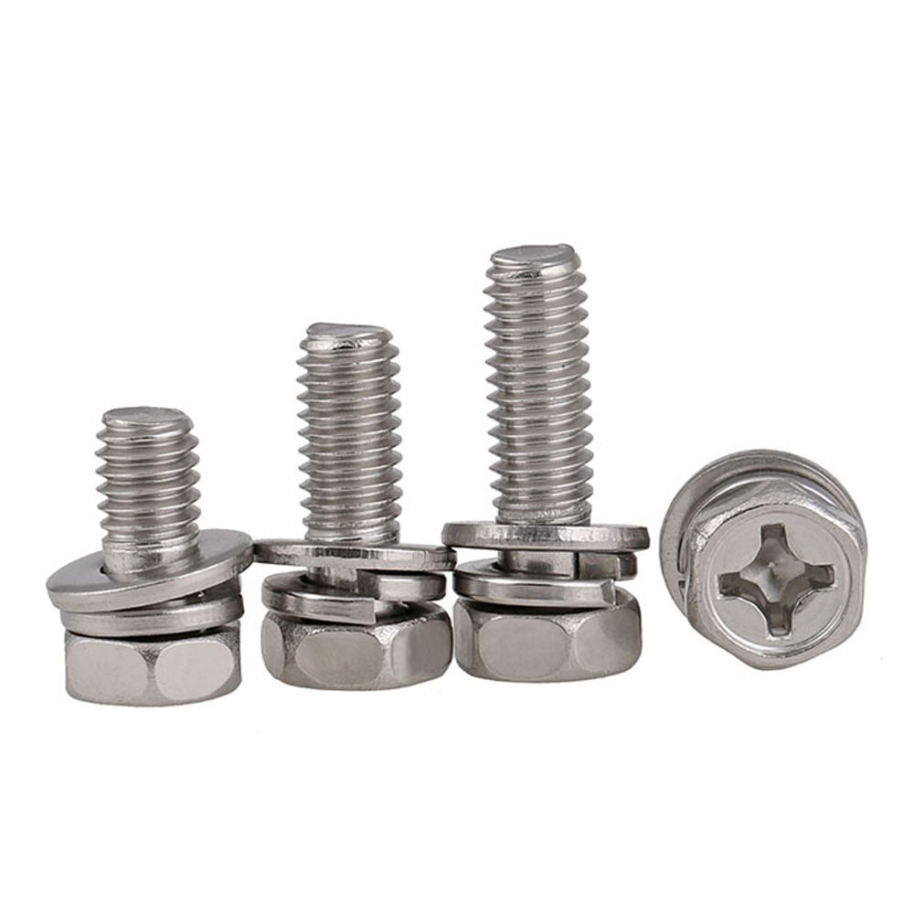 A2 Stainless Steel M3-M10 Hexagon Head Bolts Phillips Screws+Spring/Flat Washers
