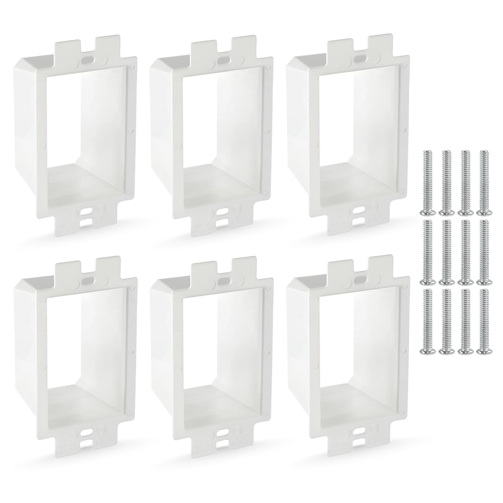 6 PCS White SLK1 1Gang Electrical Power Outlet Box Extender Kit Screws