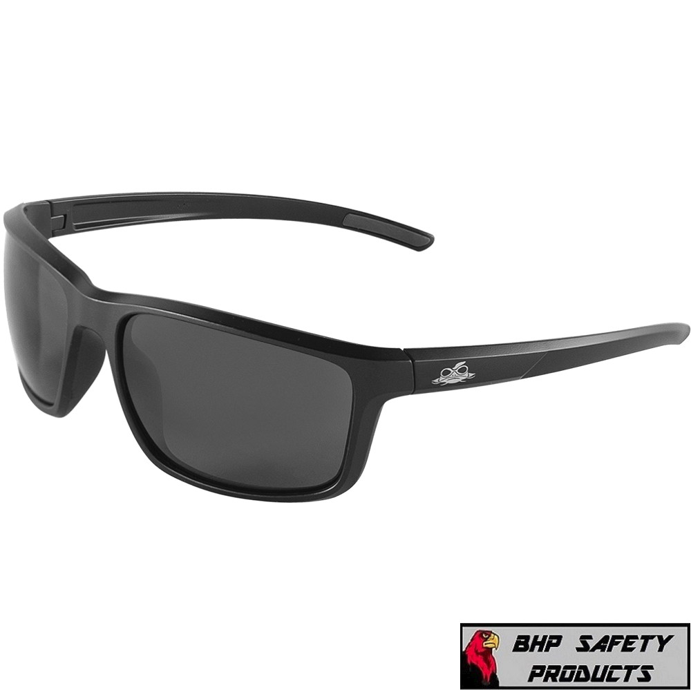 Bullhead Pompano Smoke/Gray Anti Fog Matte/Black Square Safety Glasses Sun Z87+